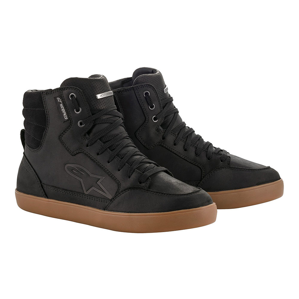 Alpinestars J-6 Waterproof Shoes Black / Gum | Front 3qtr | Honda Direct