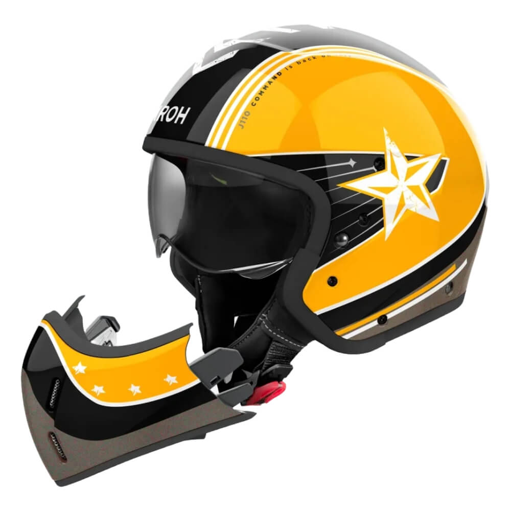 Airoh J110 Helmet Command Yellow Gloss | Left Front 3qtr Full Face | Honda Direct
