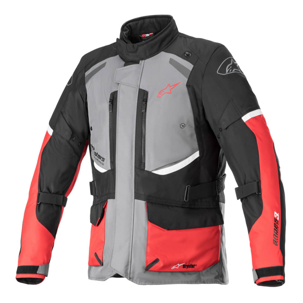 Alpinestars Andes V3 Drystar Jacket Dark Grey / Black / Bright Red | Front 3qtr | Honda Direct