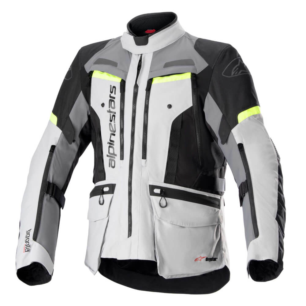 Alpinestars Bogota Pro Drystar Jacket Ice Grey / Dark Grey / Yellow Fluo | Front 3qtr | Honda Direct