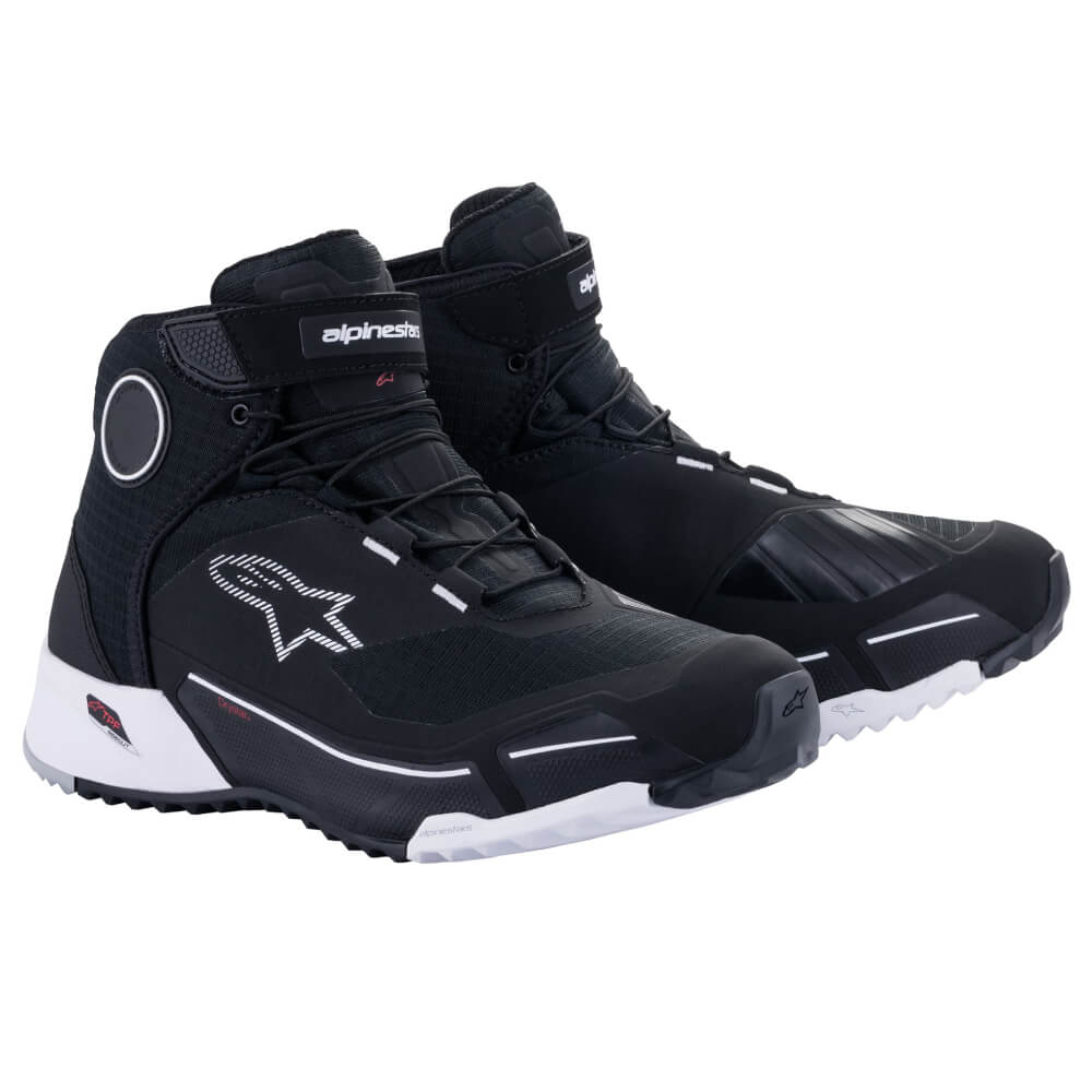 Alpinestars CR-X Drystar Riding Shoes Black / White | Front 3qtr | Honda Direct