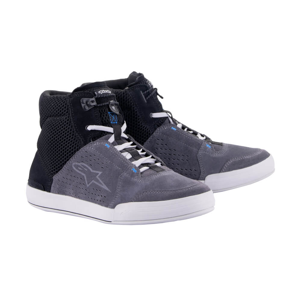 Alpinestars Chrome Air Shoes Black / Cool Grey / Blue | Front 3qtr | Honda Direct