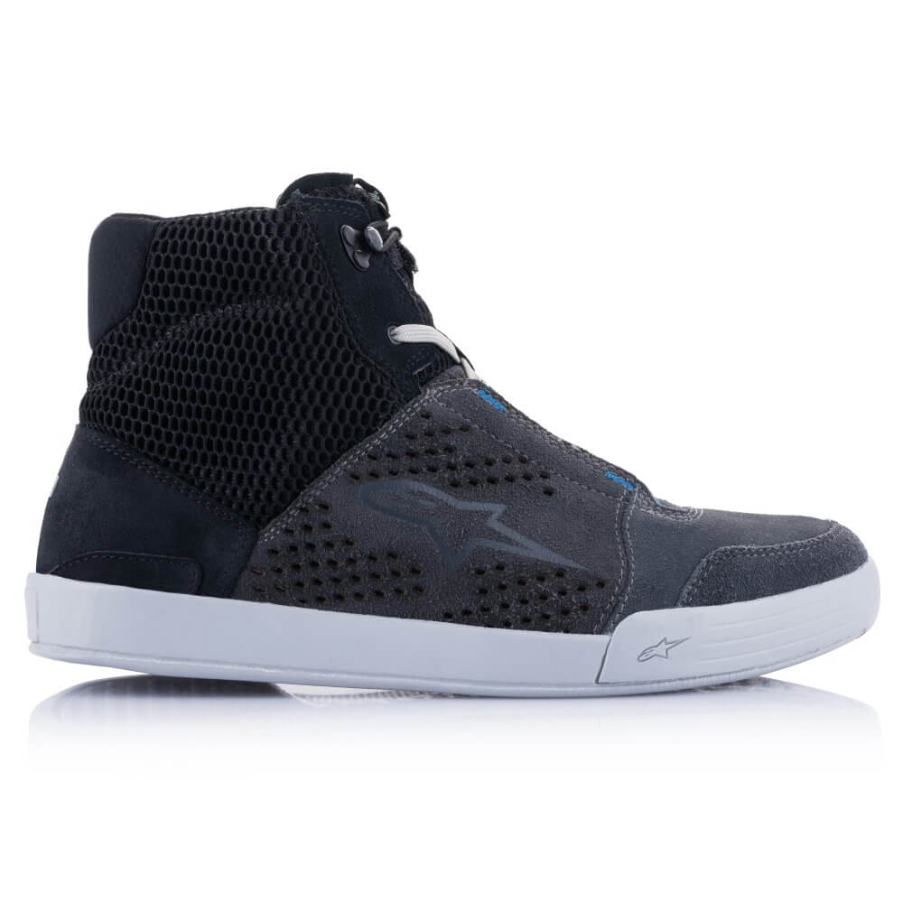 Alpinestars Chrome Air Shoes Black / Cool Grey / Blue | Side Outer | Honda Direct