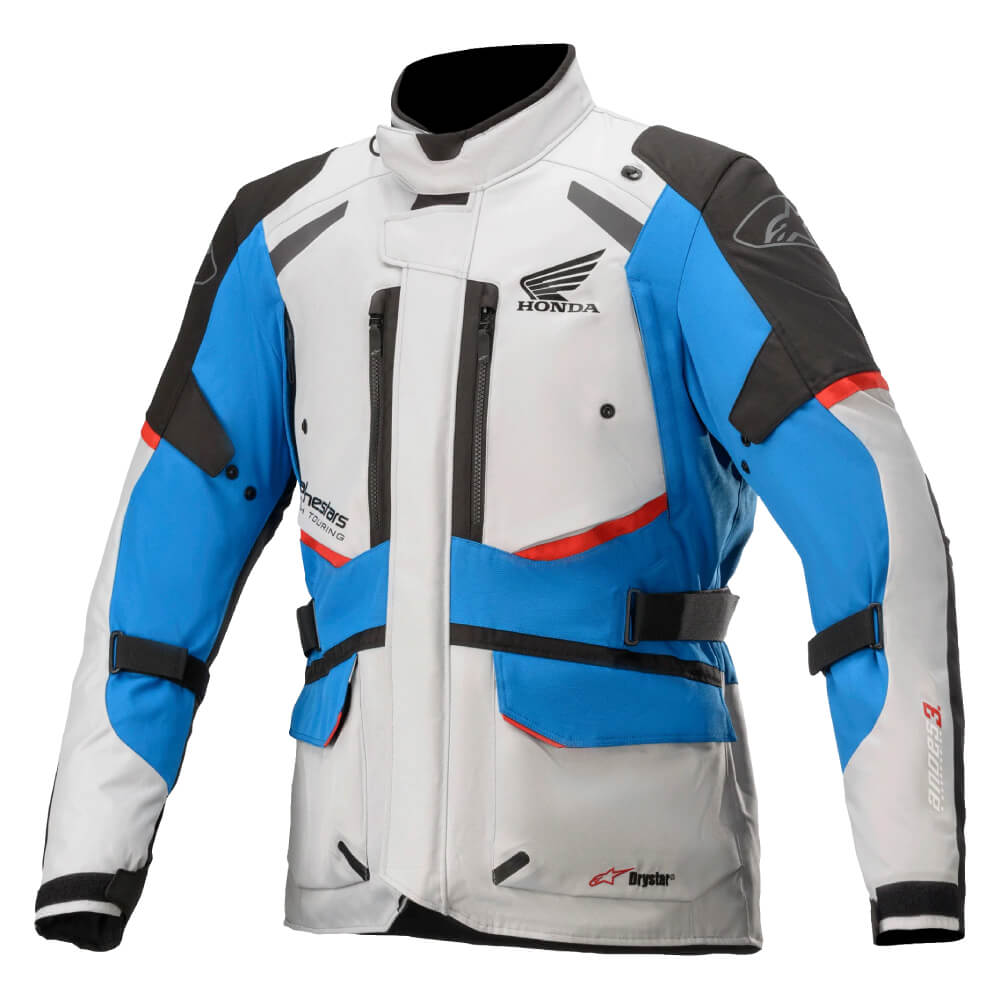 Alpinestars Honda Andes V3 Drystar® Jacket Ice Grey / Blue / Bright Red | Front 3qtr | Honda Direct
