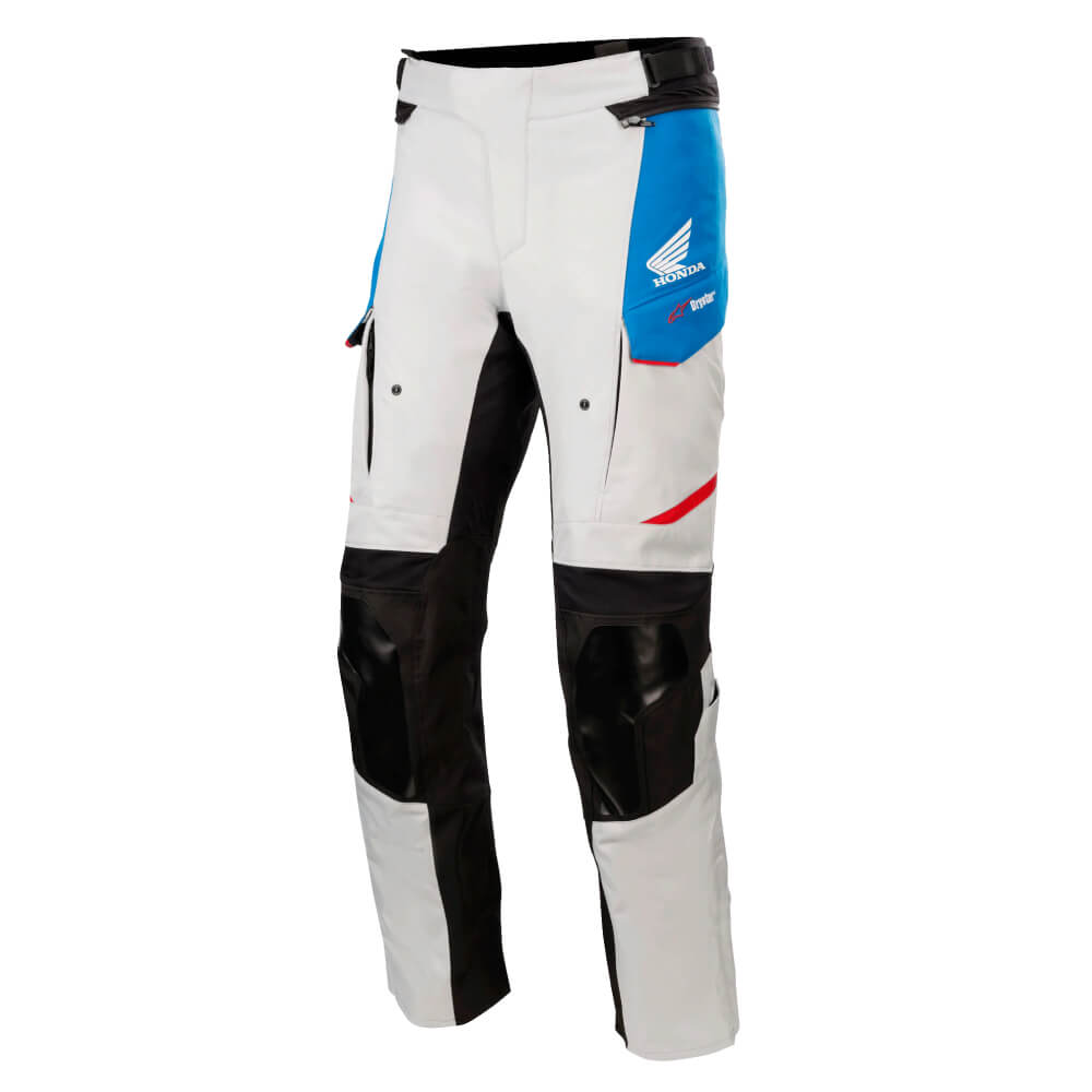Alpinestars Honda Andes V3 Drystar® Pants Ice Grey / Blue / Bright Red | Front 3qtr | Honda Direct