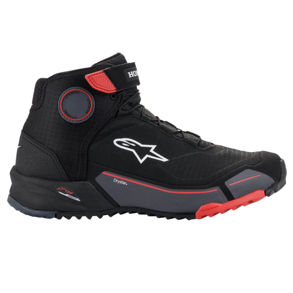Alpinestars Honda CR-X Drystar® Riding Shoes Black / Red / Grey | Outer Side | Honda Direct