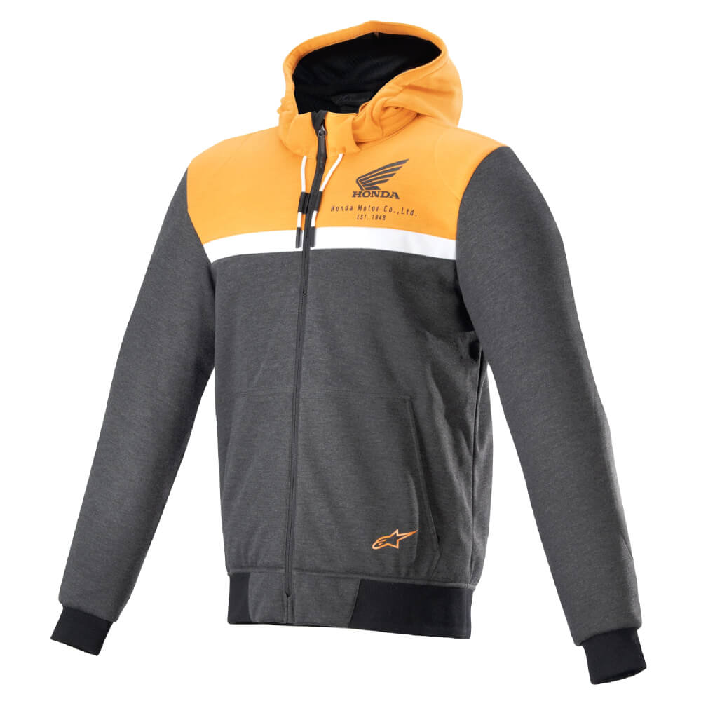 Alpinestars Honda Chrome Street Hoodie Black / Melange / Orange | Front 3qtr | Honda Direct