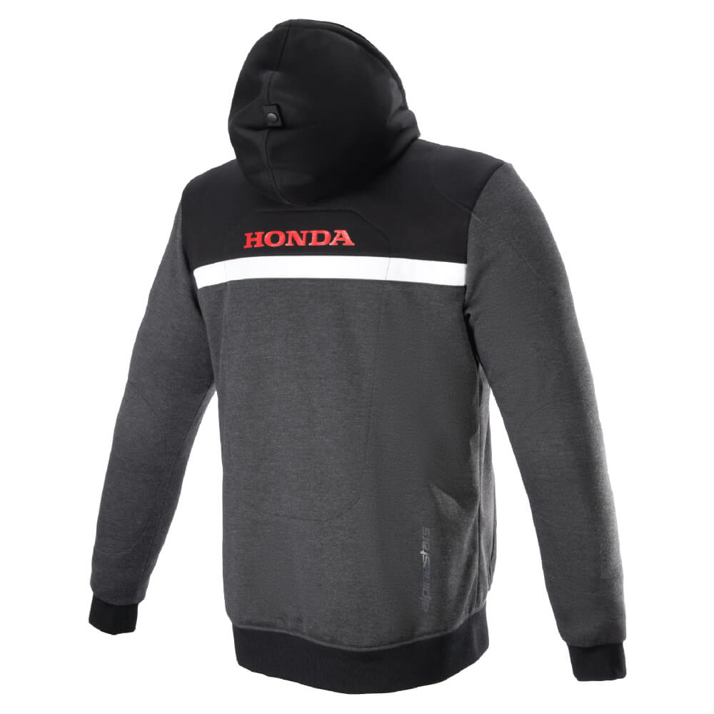Alpinestars Honda Chrome Street Hoodie Black / Melange / Red | Rear 3qtr | Honda Direct