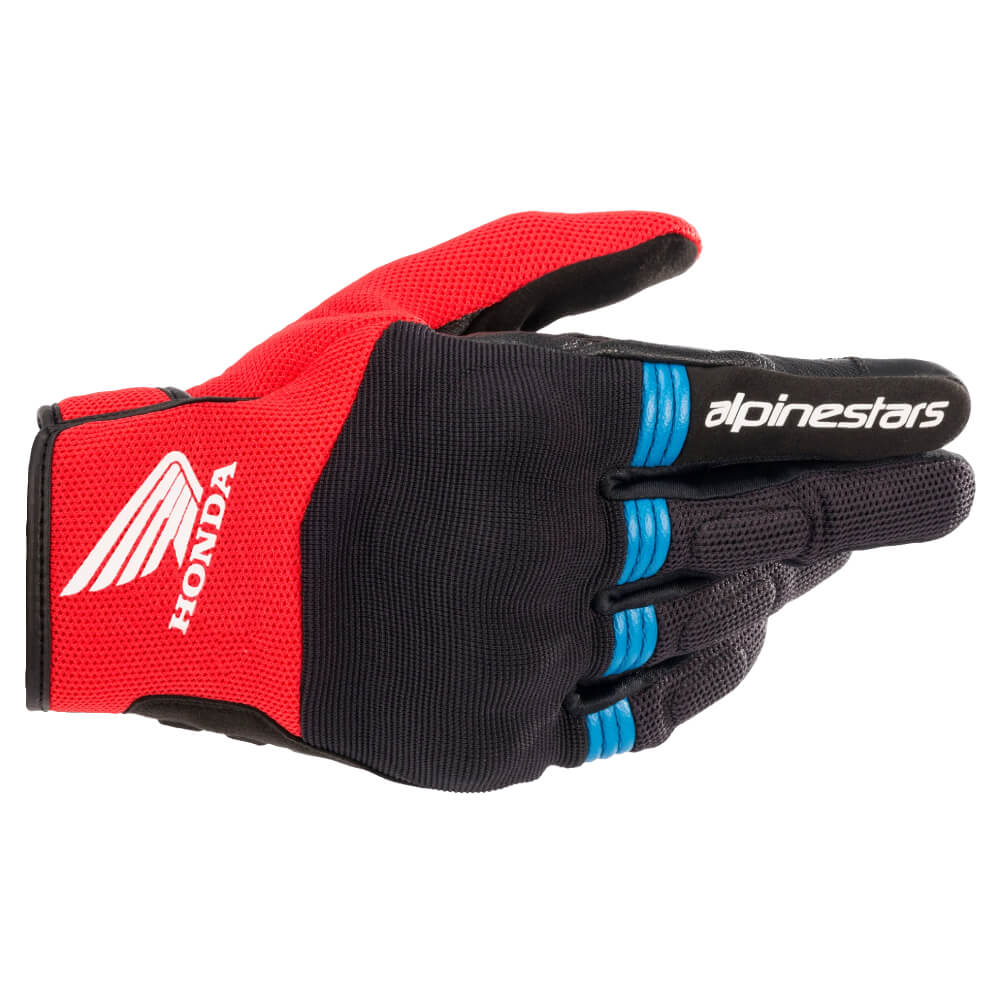 Alpinestars Honda Copper Gloves Black / Bright Red / Blue | Back | Honda Direct