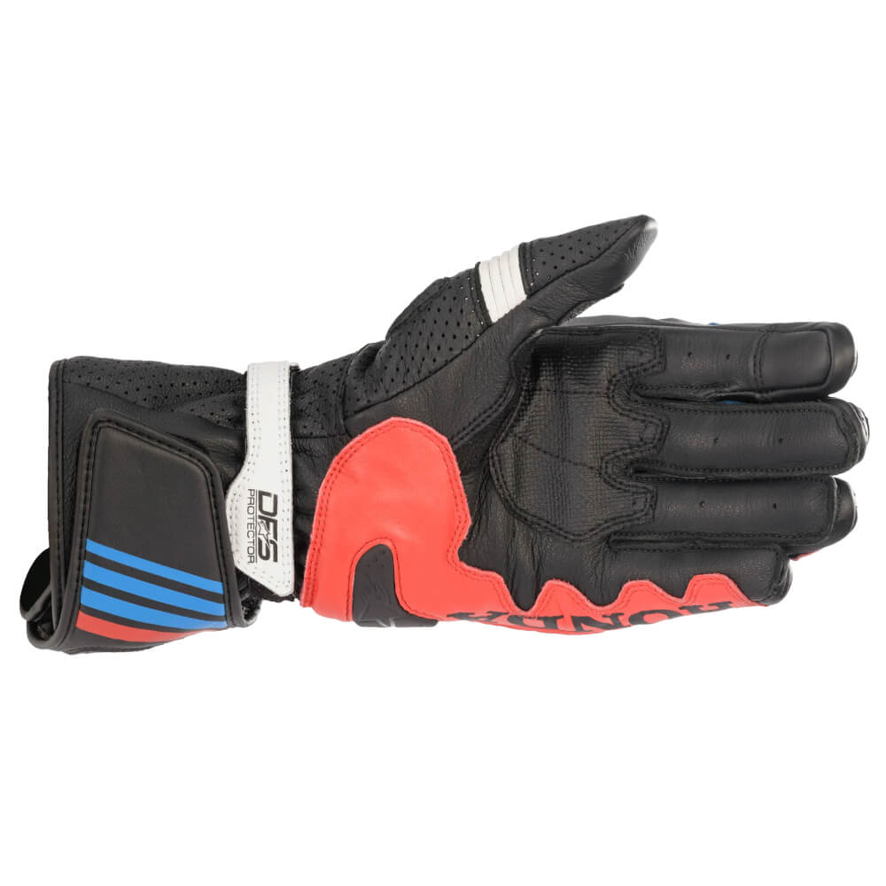 Alpinestars Honda GP Plus R V2 Gloves Black / Bright Red / Blue | Palm | Honda Direct