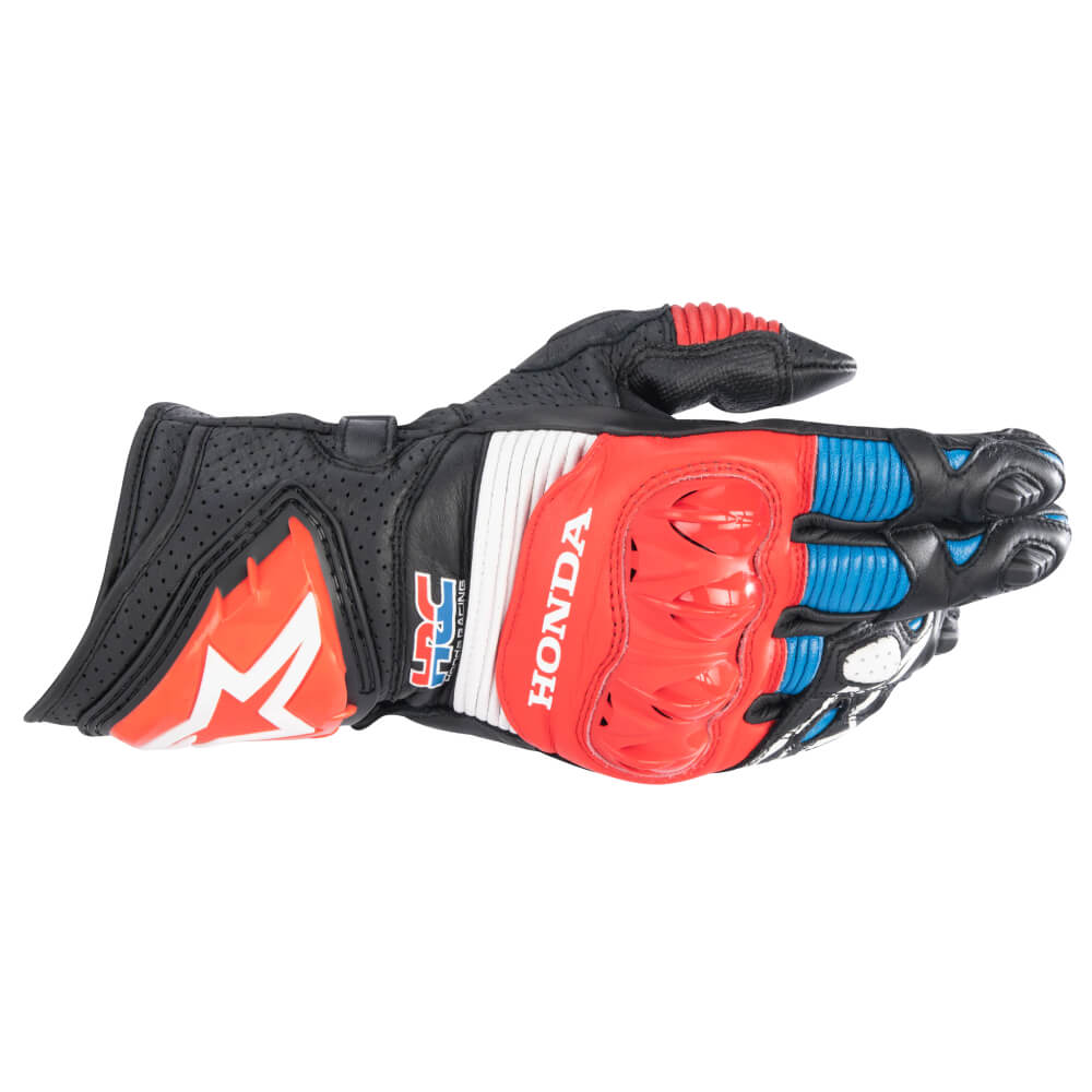 Alpinestars Honda GP Pro R3 Gloves Black / Bright Red / Blue | Back | Honda Direct