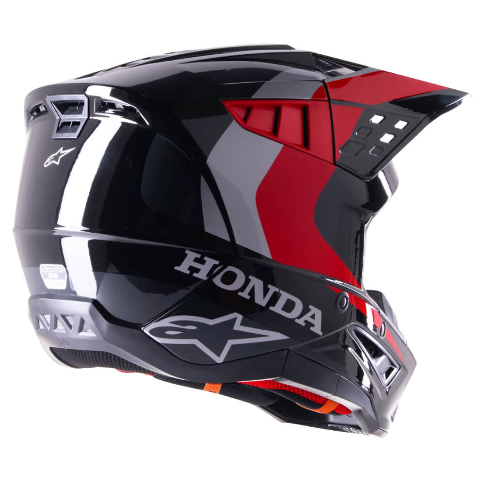Alpinestars Honda SM5 Helmet Gloss Black / Red | Right Rear 3qtr | Honda Direct