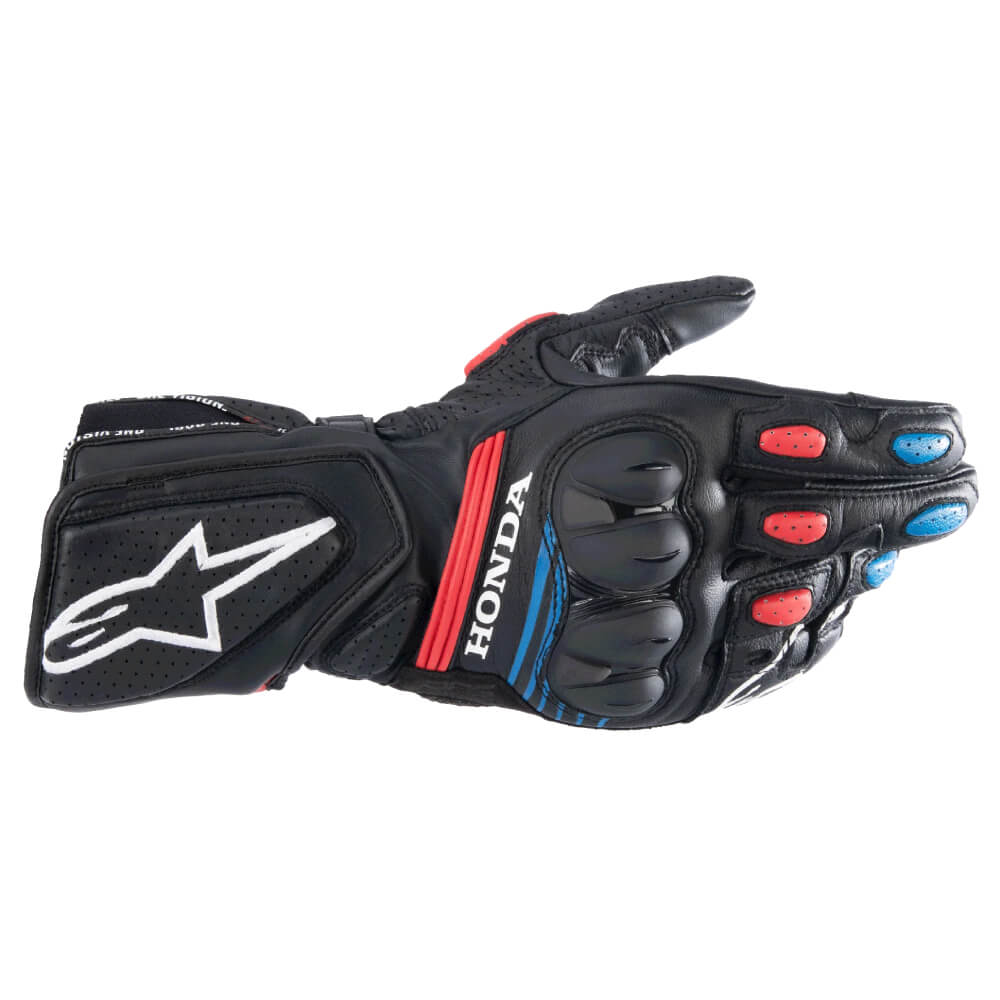 Alpinestars Honda SP-8 V3 Gloves Black / Bright Red / Blue | Back | Honda Direct