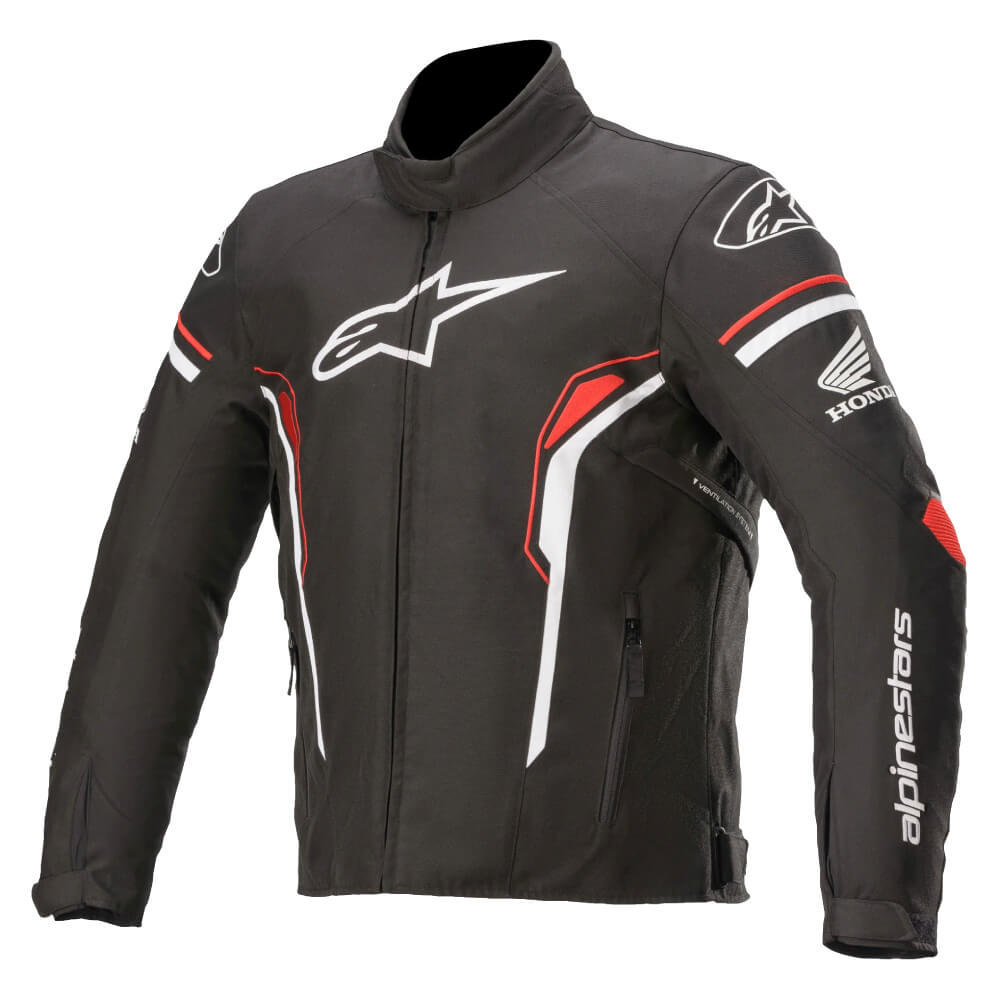 Alpinestars Honda T-SP 1 Waterproof Jacket Black / White / Red | Front 3qtr | Honda Direct