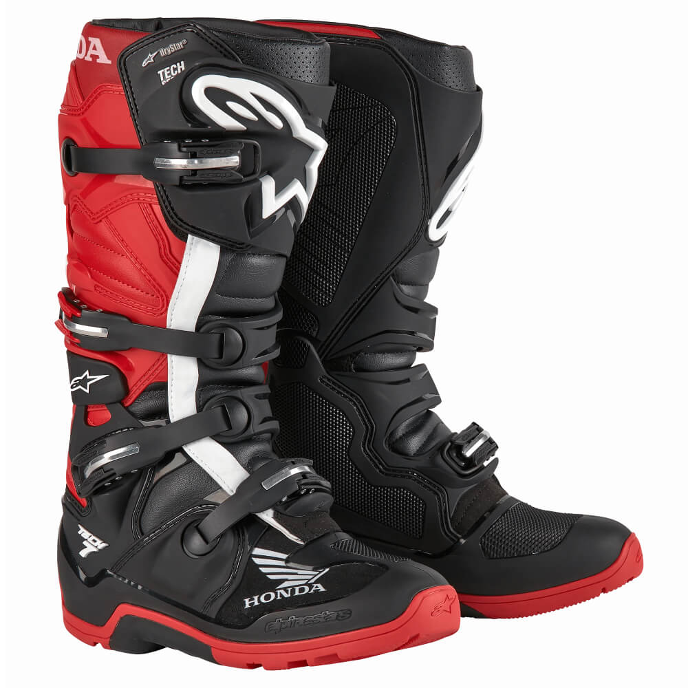 Alpinestars Honda Tech 7 Enduro Drystar® Boots Black / Bright Red | Front 3qtr | Honda Direct