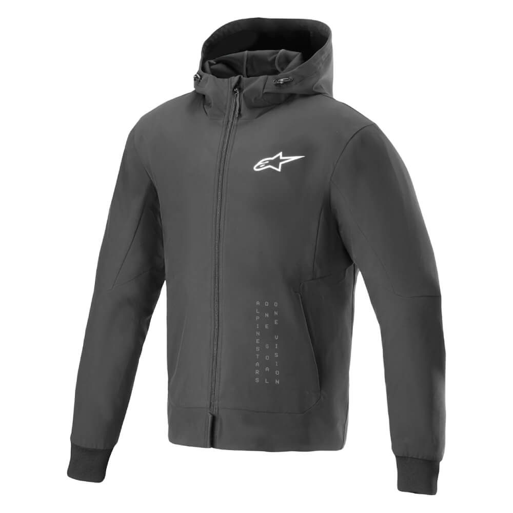 Alpinestars Radium Tech Hoodie Black / White | Front 3qtr | Honda Direct