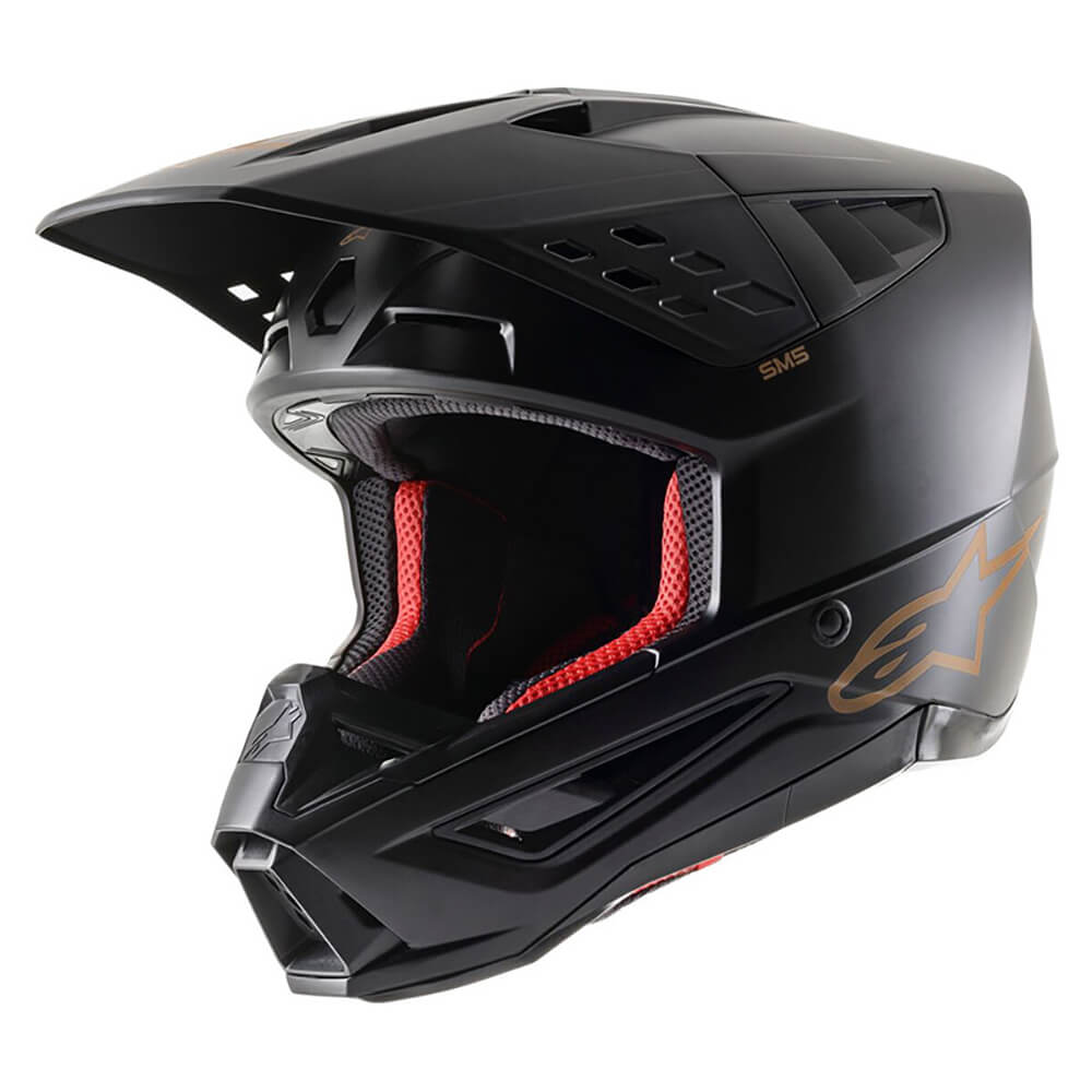 Alpinestars SM5 Helmet Solid Matt Black / Brown | Left Front 3qtr | Honda Direct