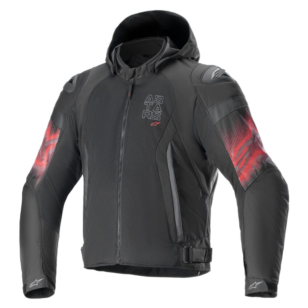 Alpinestars Zaca Air Venom Waterproof Jacket Black / Bright Red | Front 3qtr | Honda Direct