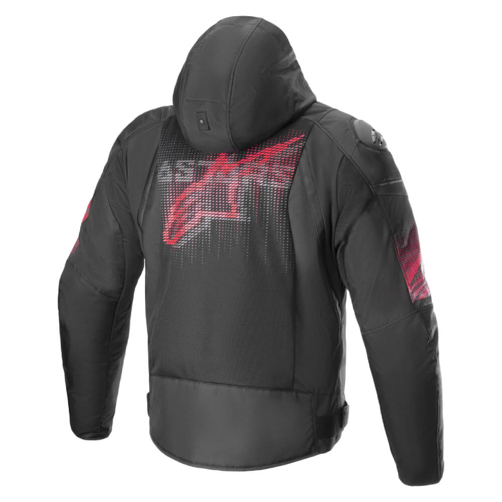 Alpinestars Zaca Air Venom Waterproof Jacket Black / Bright Red | Rear 3qtr | Honda Direct