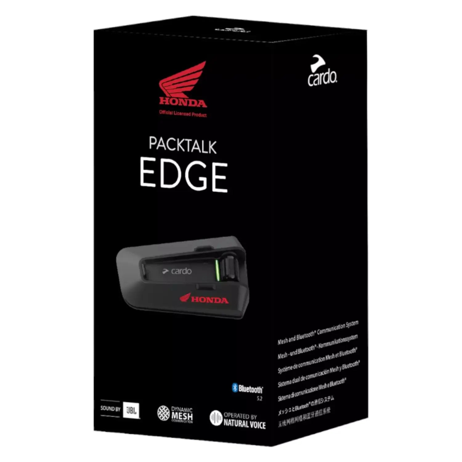 Cardo PackTalk Edge Honda Bluetooth Comms System | Packaging Front 3qtr | Honda Direct