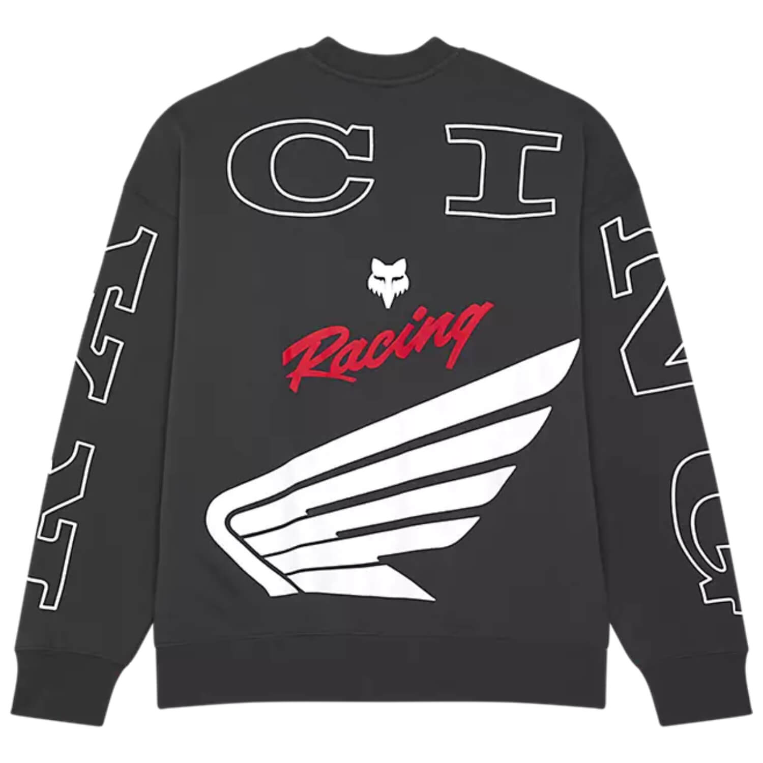 Fox x Honda Oversized Crew Sweatshirt Dark Shadow Grey | Back | Honda Direct