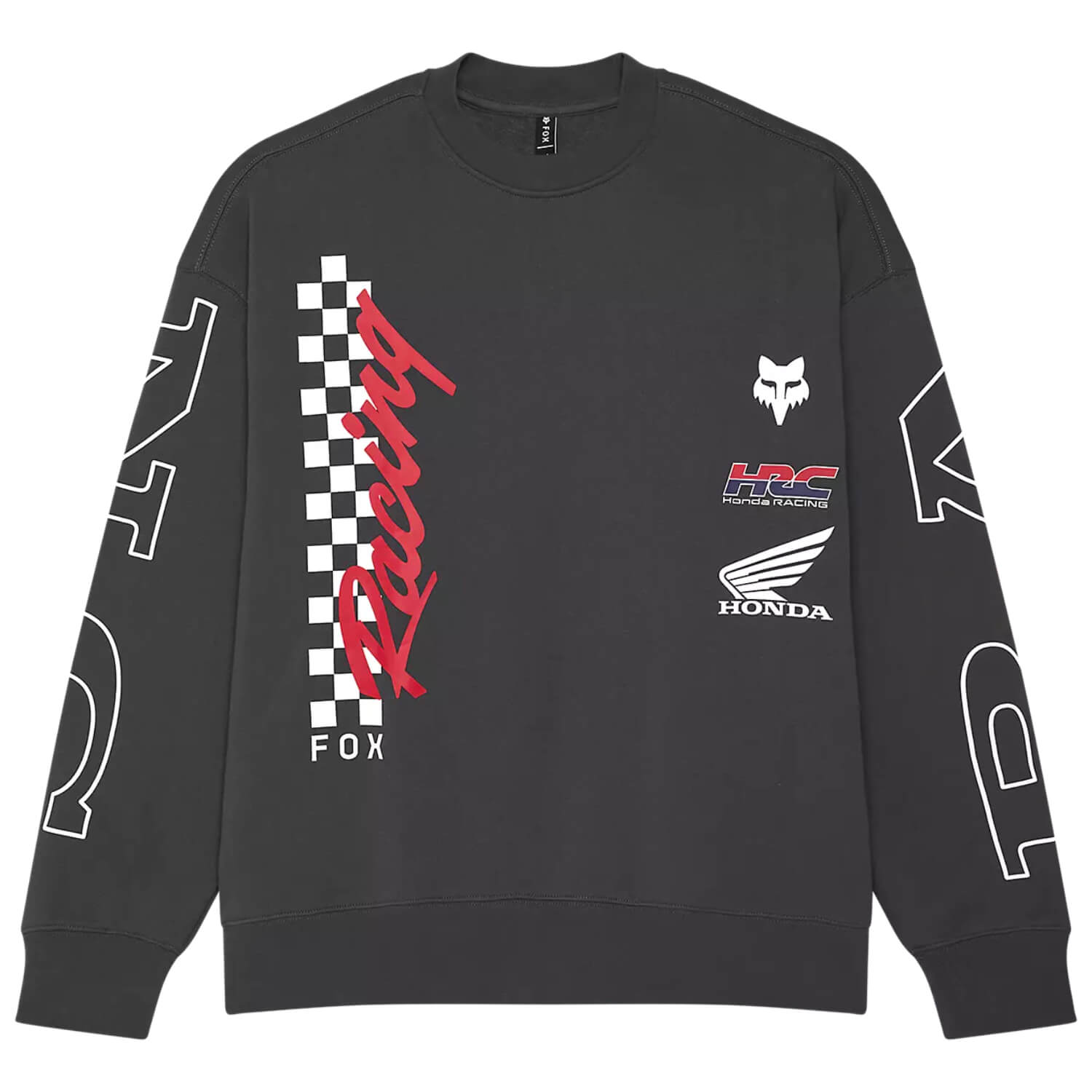 Fox x Honda Oversized Crew Sweatshirt Dark Shadow Grey | Front | Honda Direct