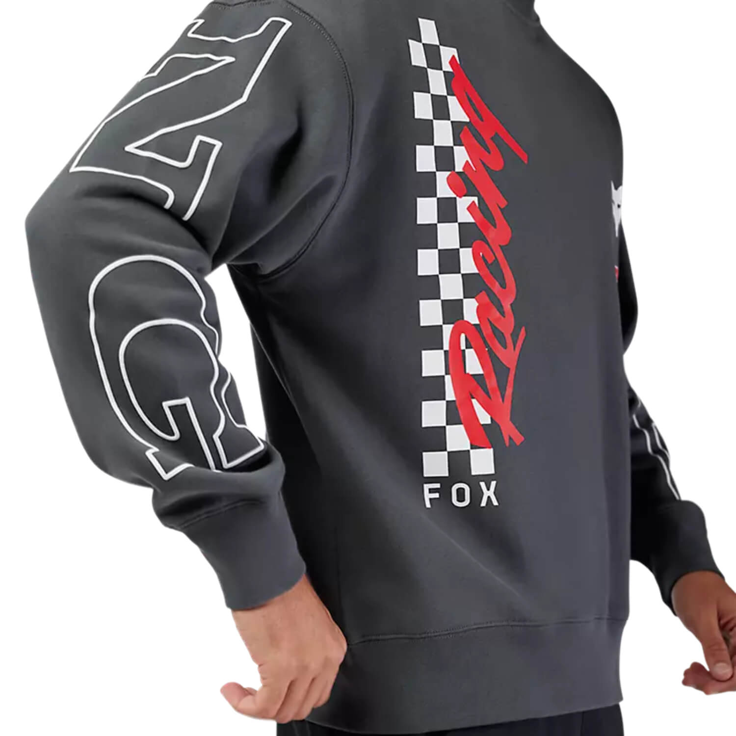 Fox x Honda Oversized Crew Sweatshirt Dark Shadow Grey | Left Side | Honda Direct