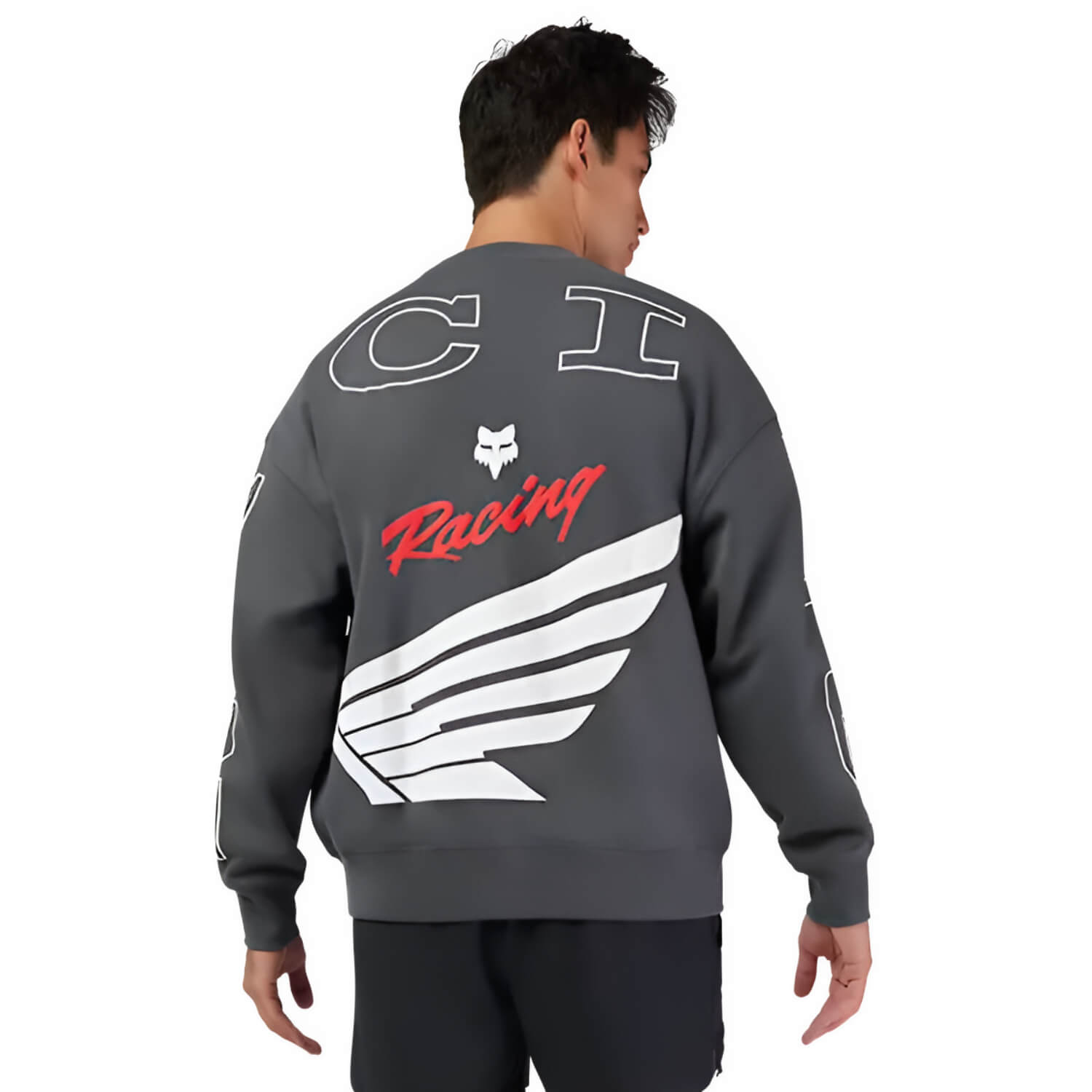 Fox x Honda Oversized Crew Sweatshirt Dark Shadow Grey | Lifestyle 1 | Honda Direct