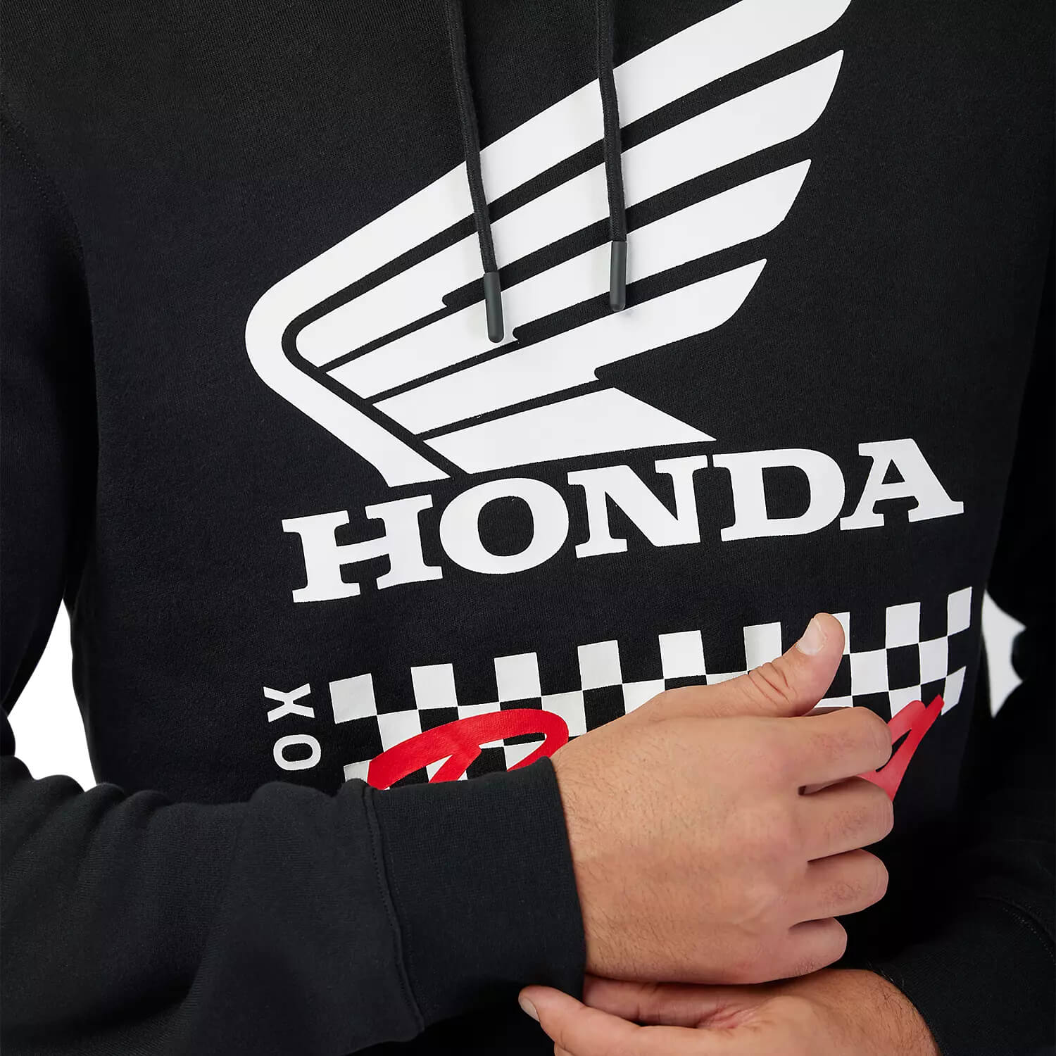 Fox x Honda Pullover Fleece Hoodie Black | Sleeves | Honda Direct