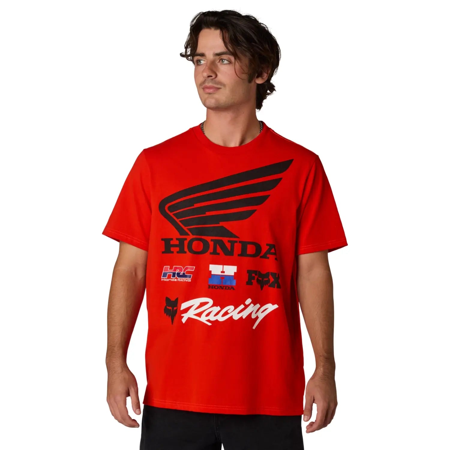 Fox x Honda 195 Original T-Shirt Red | Modelled Front | Honda Direct