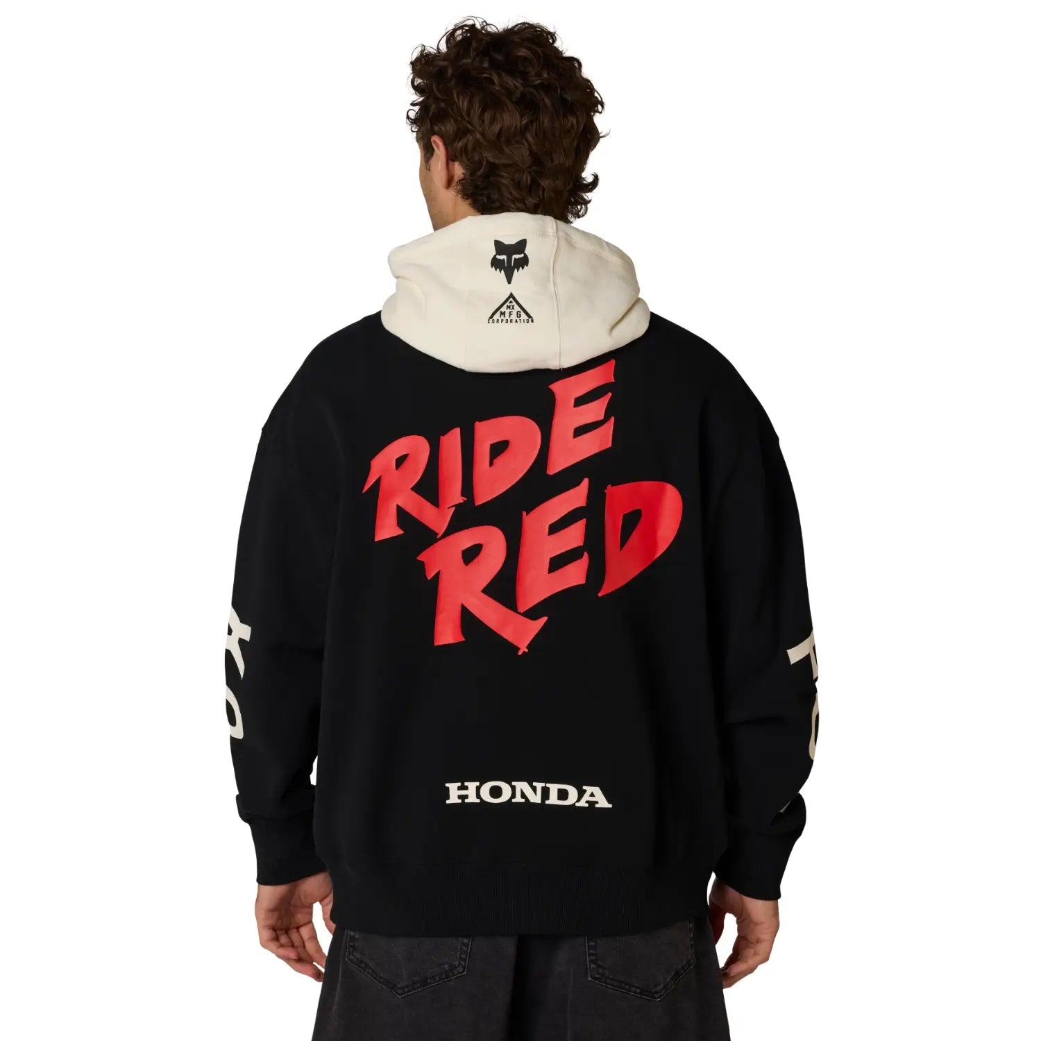 Fox x Honda Heavyweight Fleece Hoodie | Modelled Rear | Honda Direct