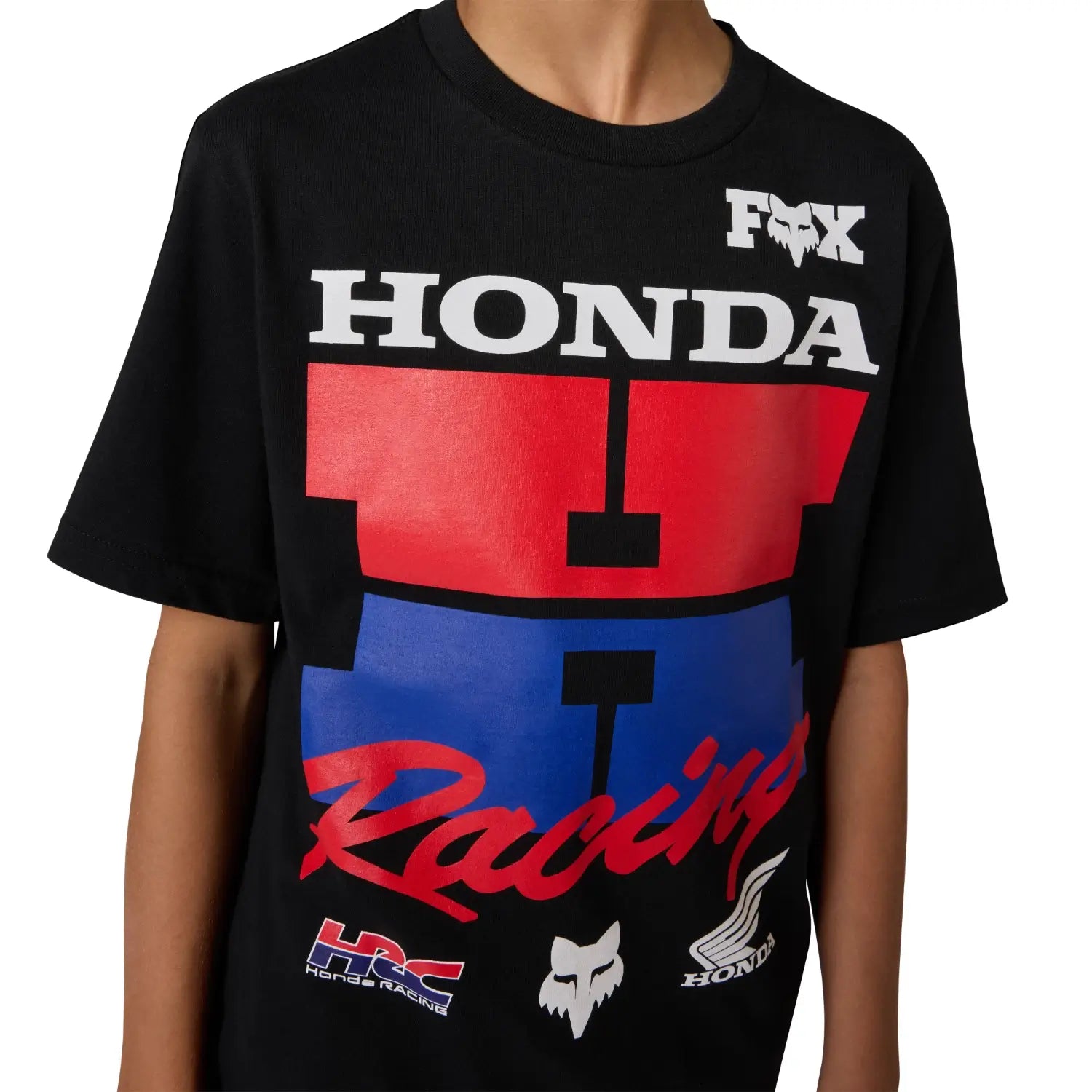 Fox x Honda Youth T-Shirt Ultra Black | Front Detail | Honda Direct