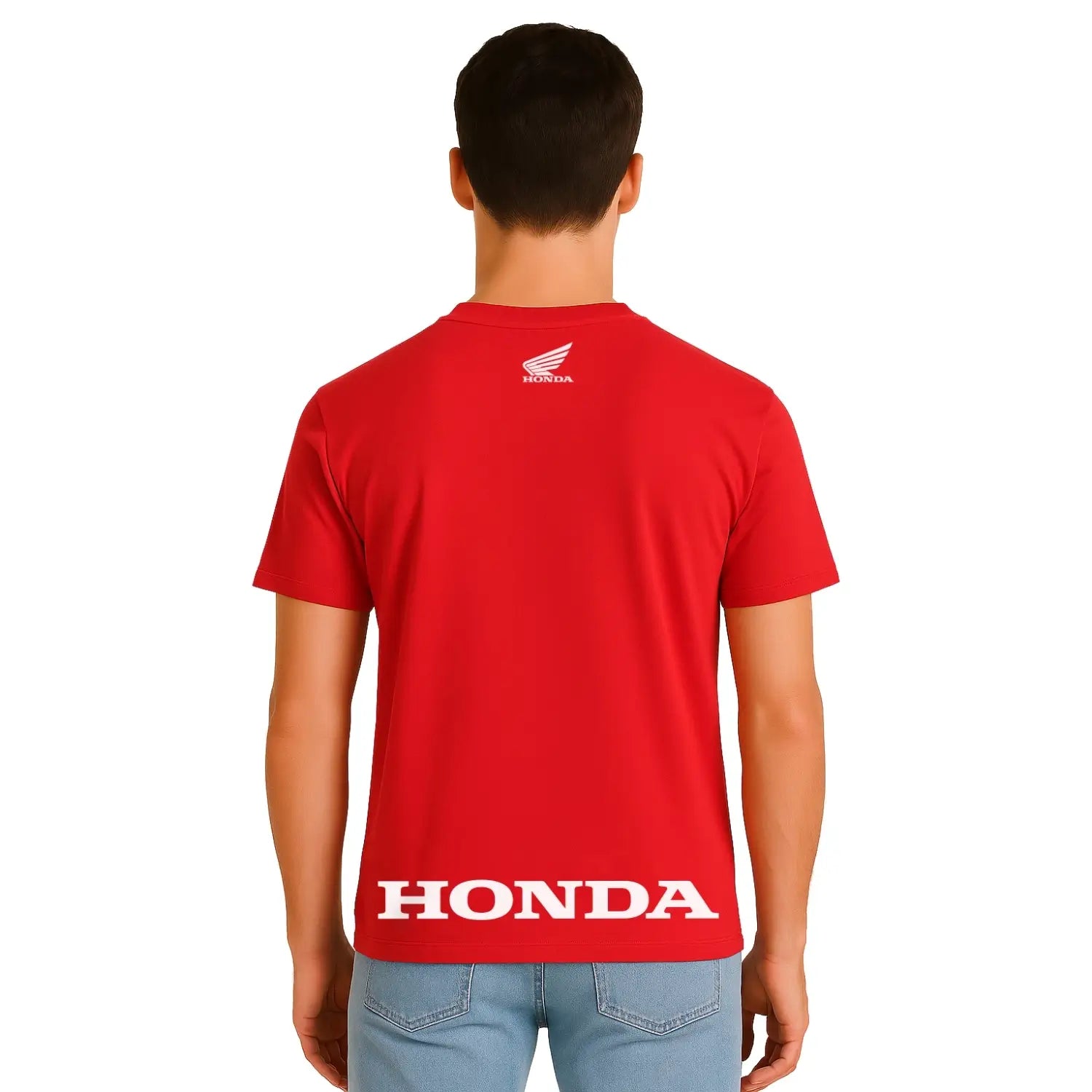 Honda CRF T-Shirt Red | Modelled Rear | Honda Direct