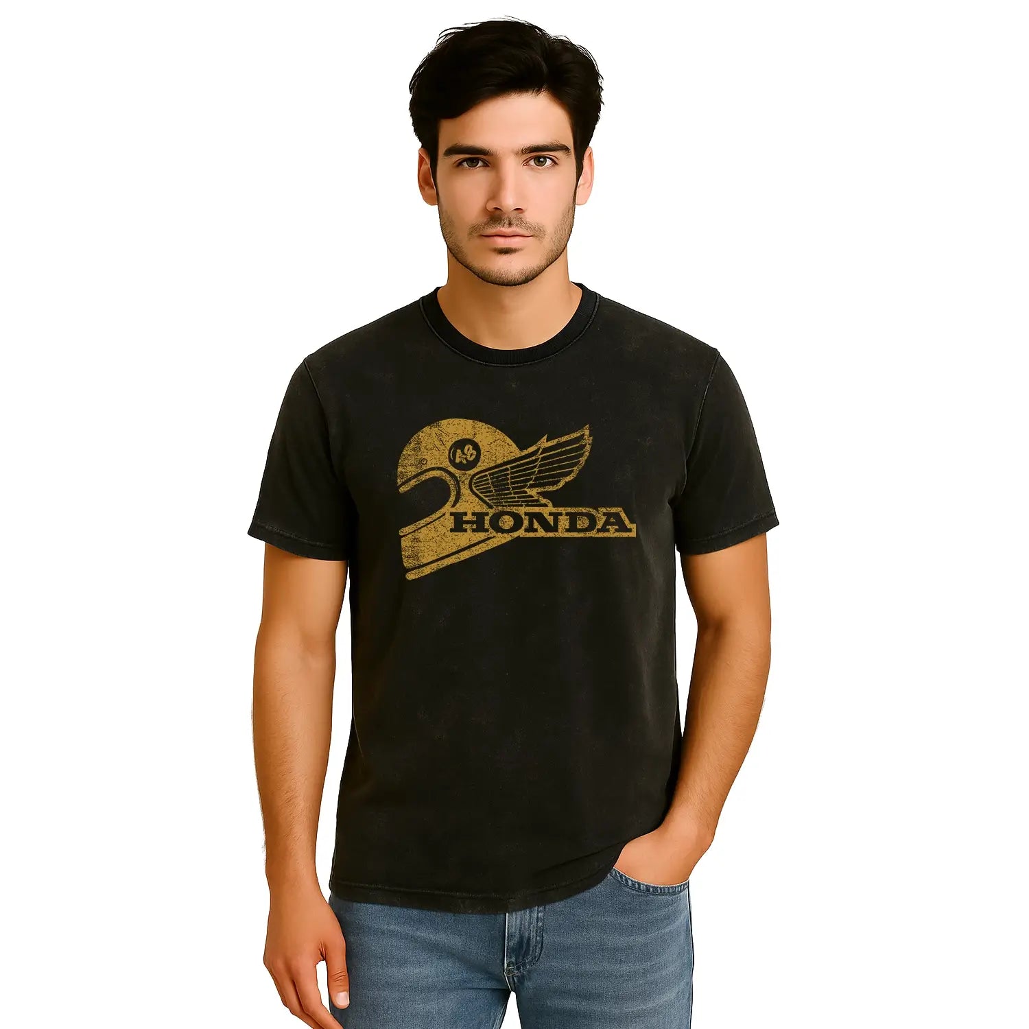Honda Custom Rider T-Shirt Black | Modelled Front | Honda Direct