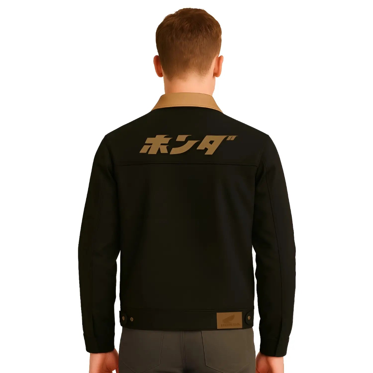 Honda Heritage Canvas Jacket Havana Brown | Modelled Rear | Honda Direct