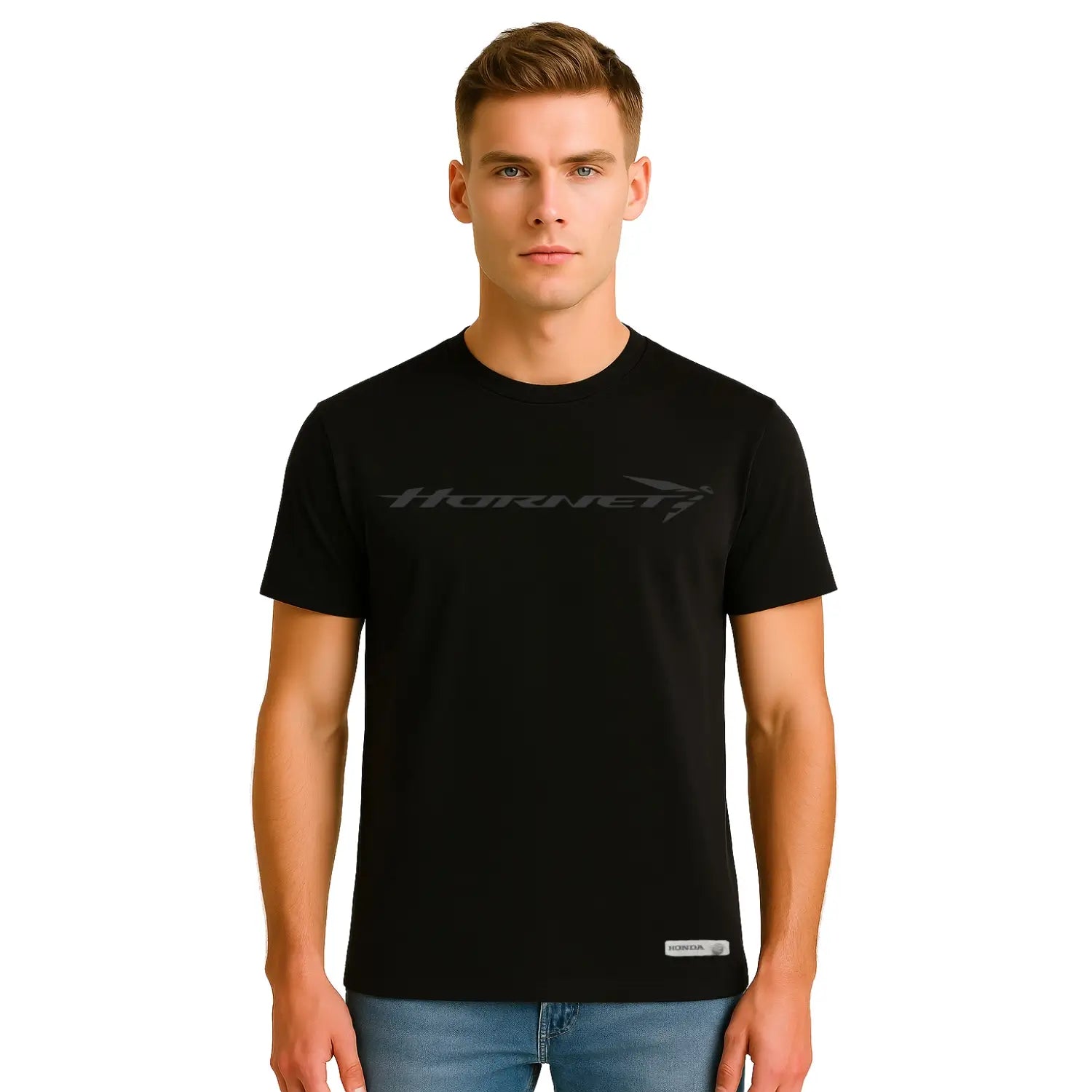 Honda Hornet T-Shirt Black 2026 | Modelled Front | Honda Direct
