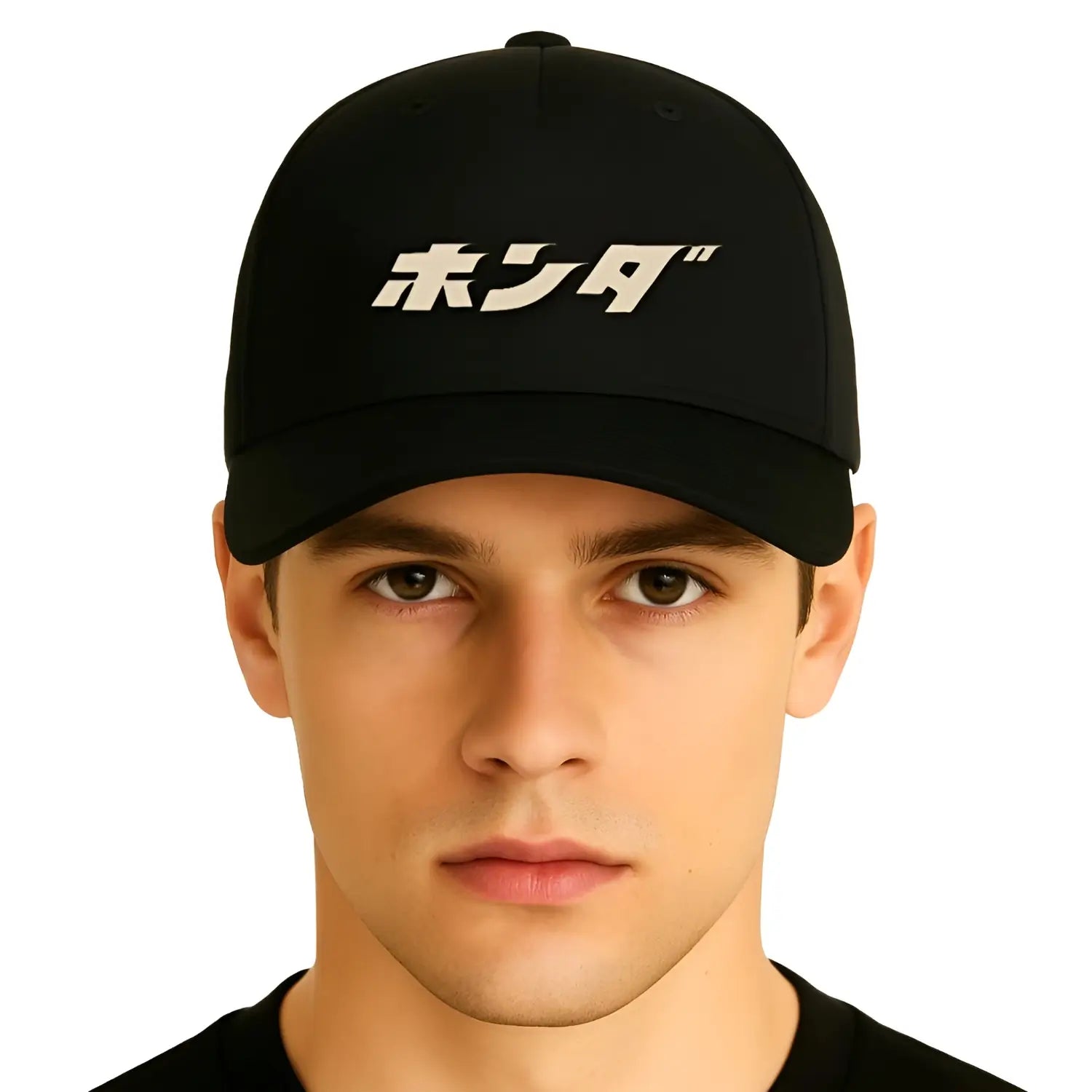 Honda Japanese Script Logo Baseball Cap Black | Modelled | Honda Direct