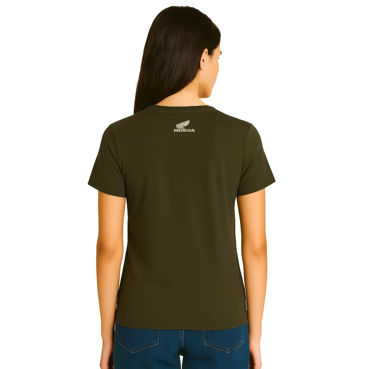 Honda Logo T-Shirt Olive Green | Modelled Rear | Honda Direct