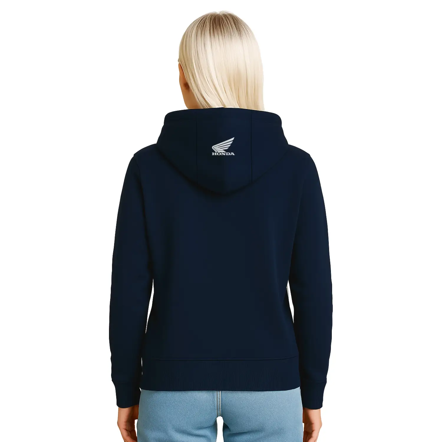 Honda Monkey Hoodie Blue | Modelled Rear | Honda Direct