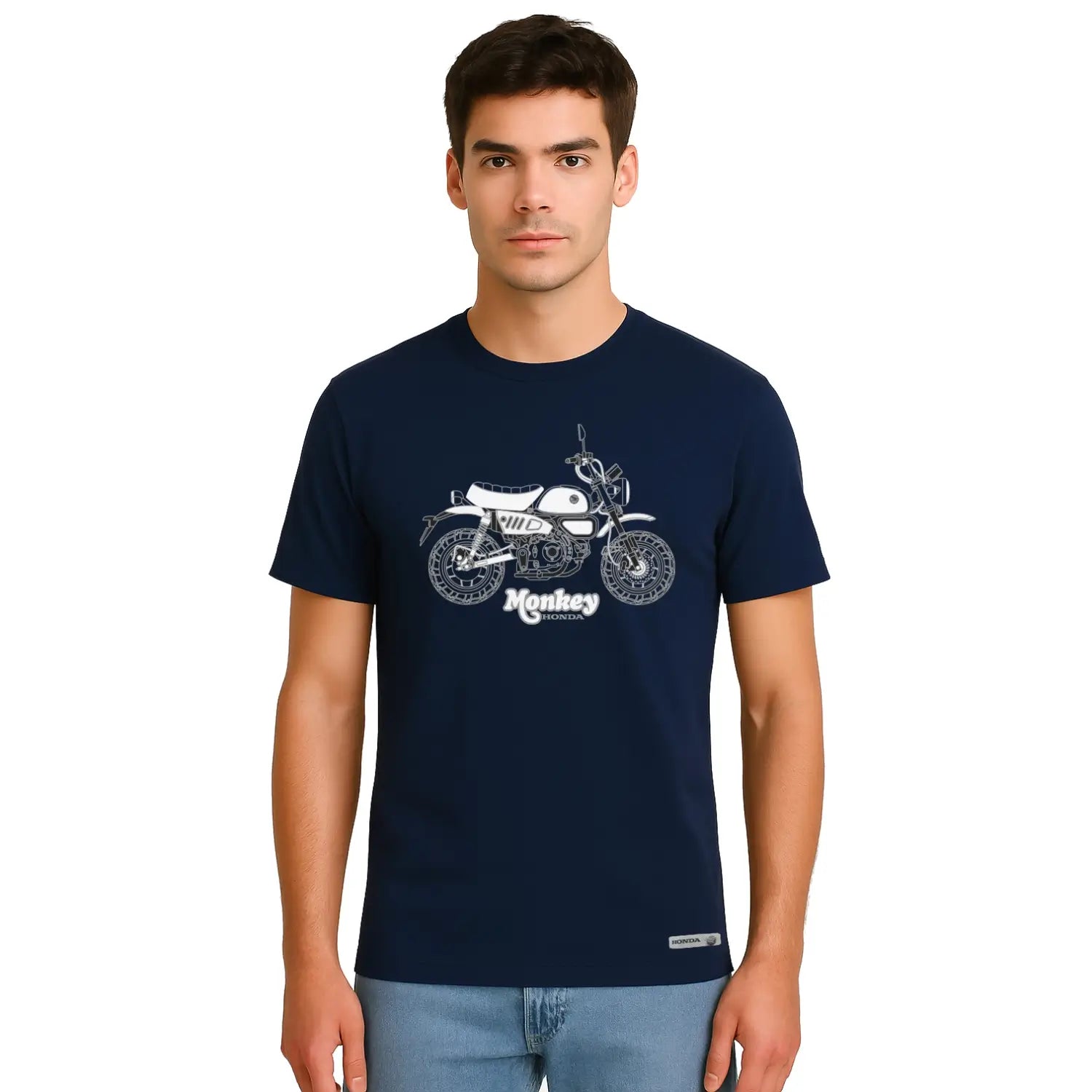 Honda Monkey T-Shirt Blue | Modelled Front | Honda Direct