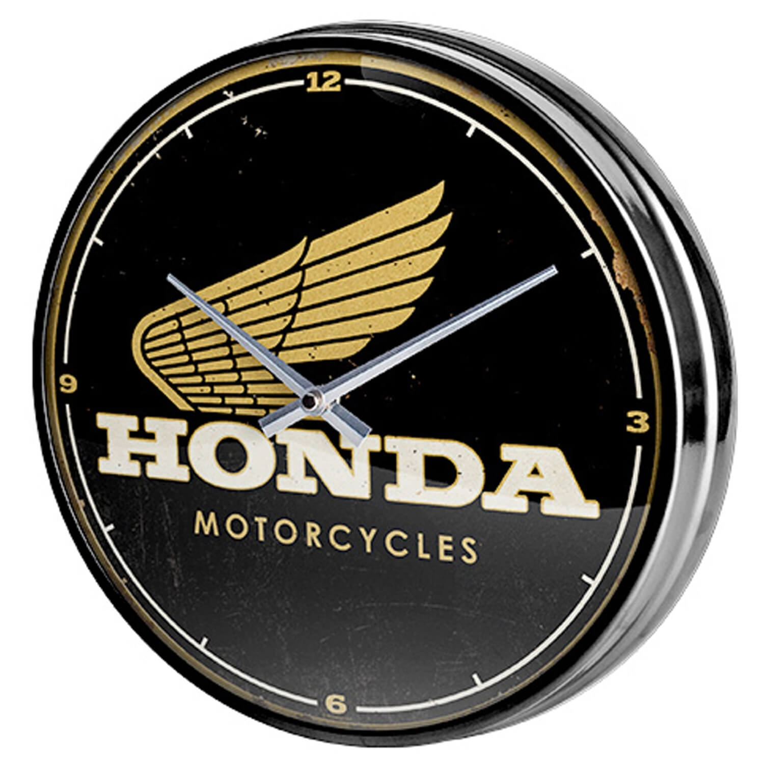 Honda Motorcycles Gold Wall Clock | Front 3qtr | Honda Direct