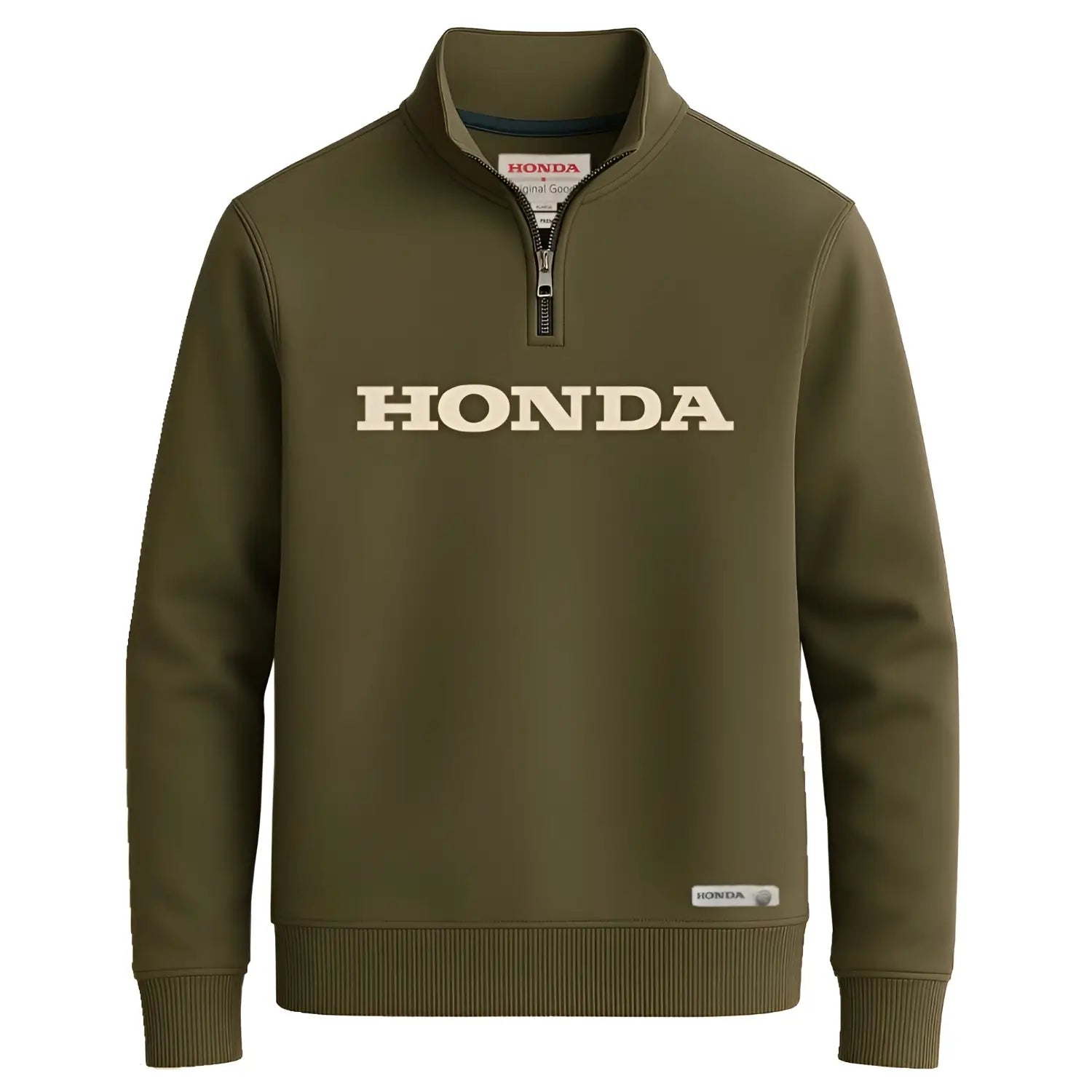 Honda Quarter Zip Sweatshirt Olive Green | Front | Honda Direct