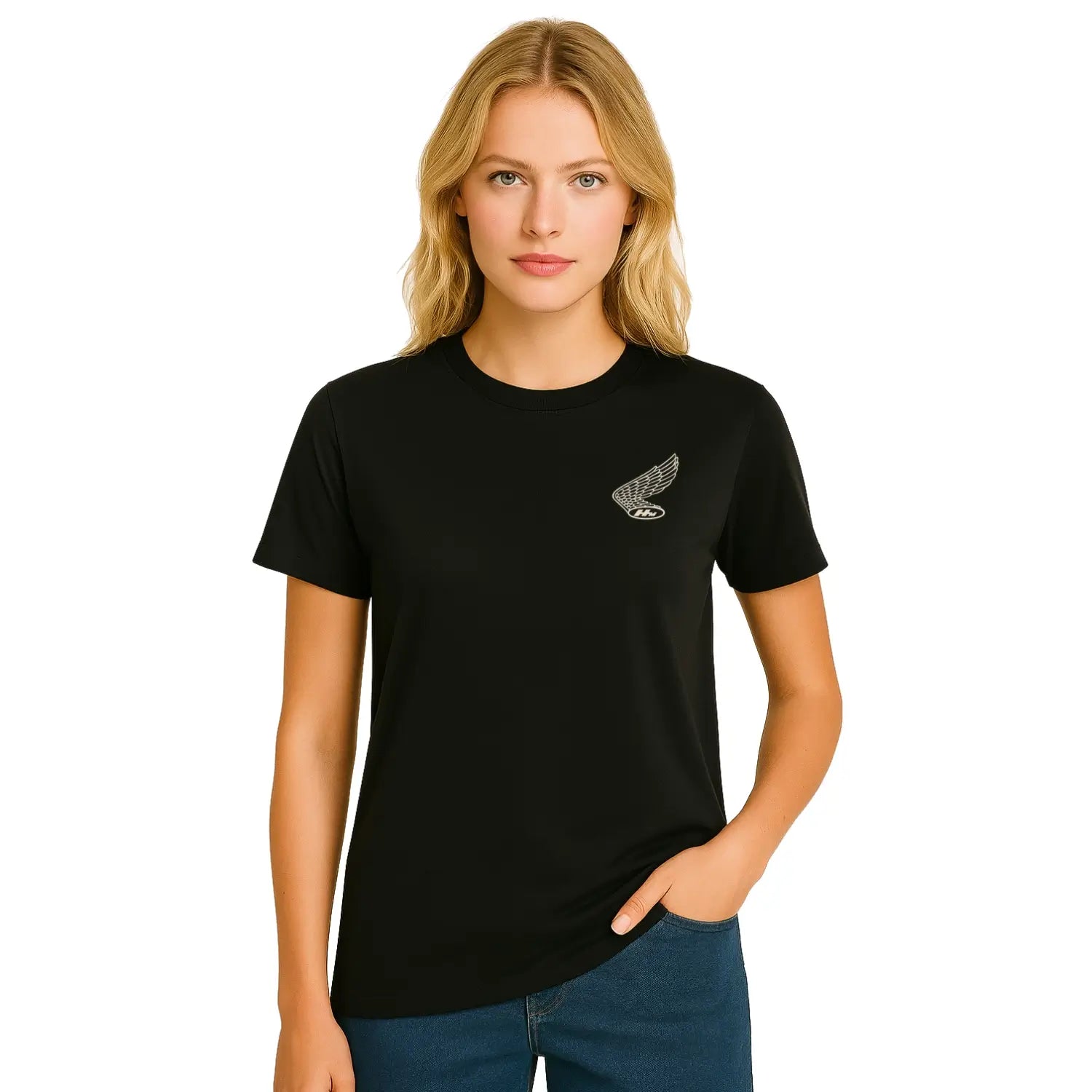Honda Wing Logo T-Shirt Black | Modelled Front | Honda Direct