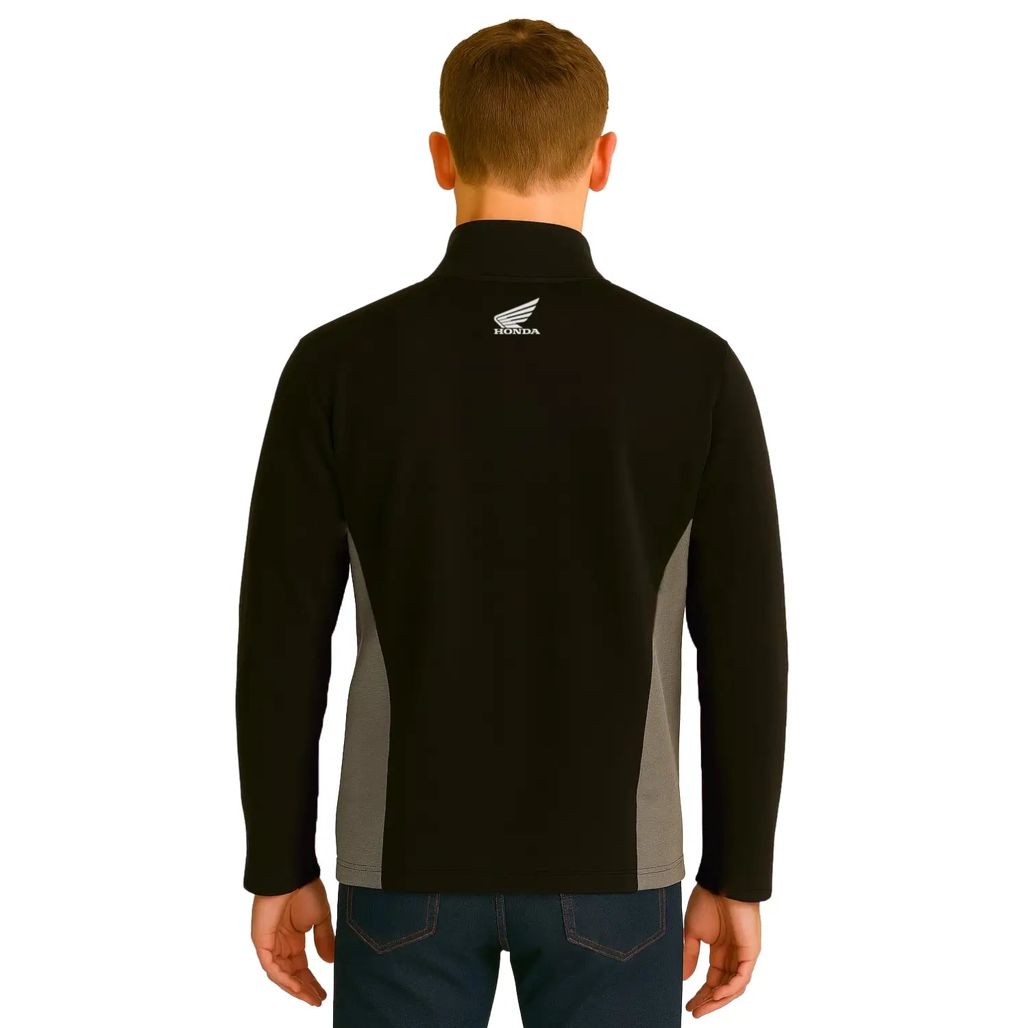Honda Wing Sporty Full-Zip Fleece Black | Modelled Rear | Honda Direct