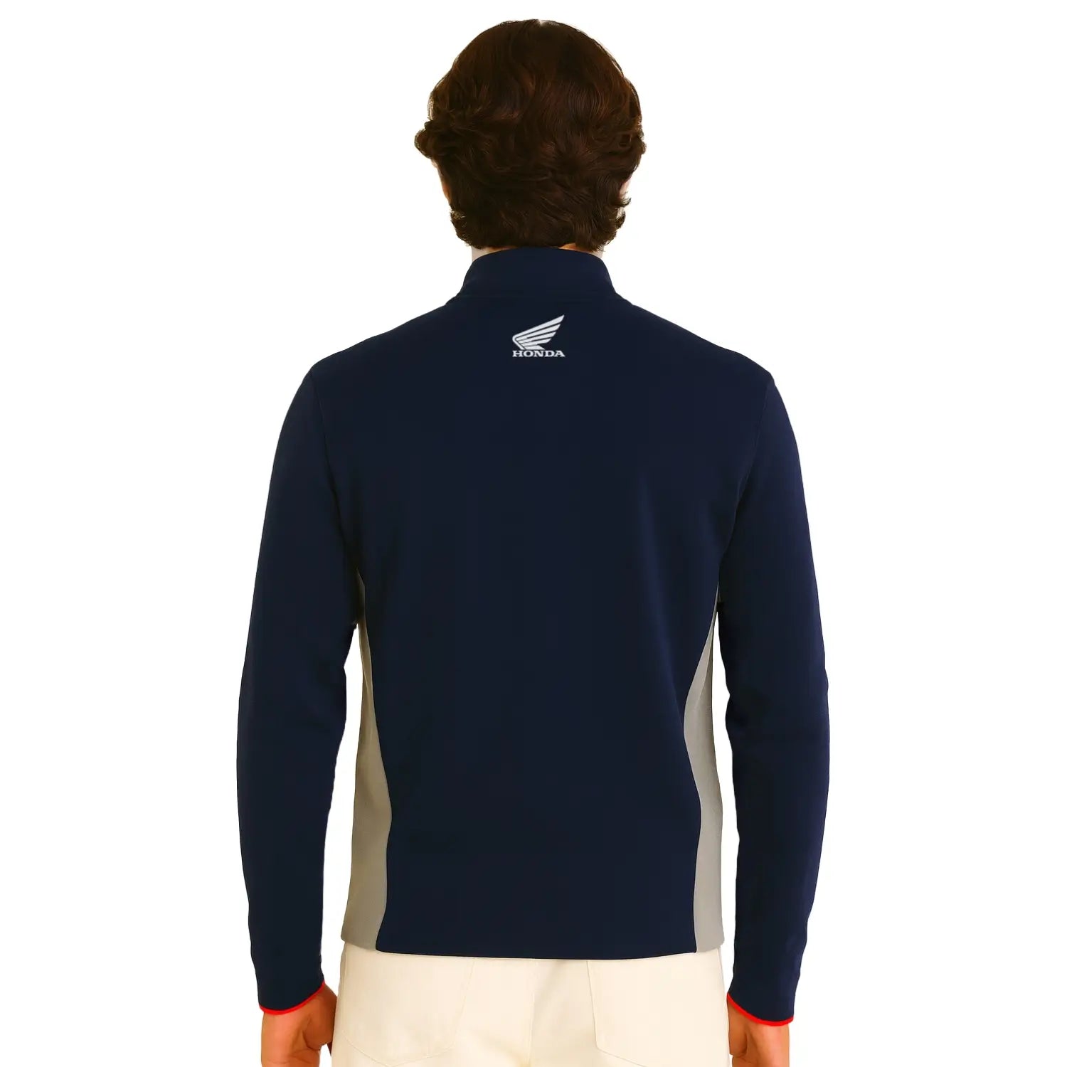 Honda Wing Sporty Full-Zip Fleece Blue | Modelled Rear | Honda Direct