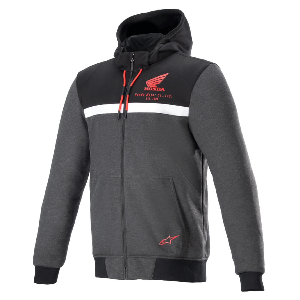 thumbnail interactive-video image 1 of Alpinestars Honda Zip Hoodie - Co-Branded Motorsport Hoodie, 80% Cotton 20% Polyester 1 of 3