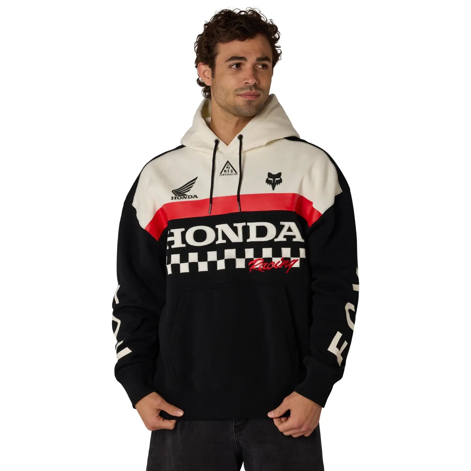 Fox x Honda Heavyweight Fleece Hoodie | Modelled Front | Honda Direct