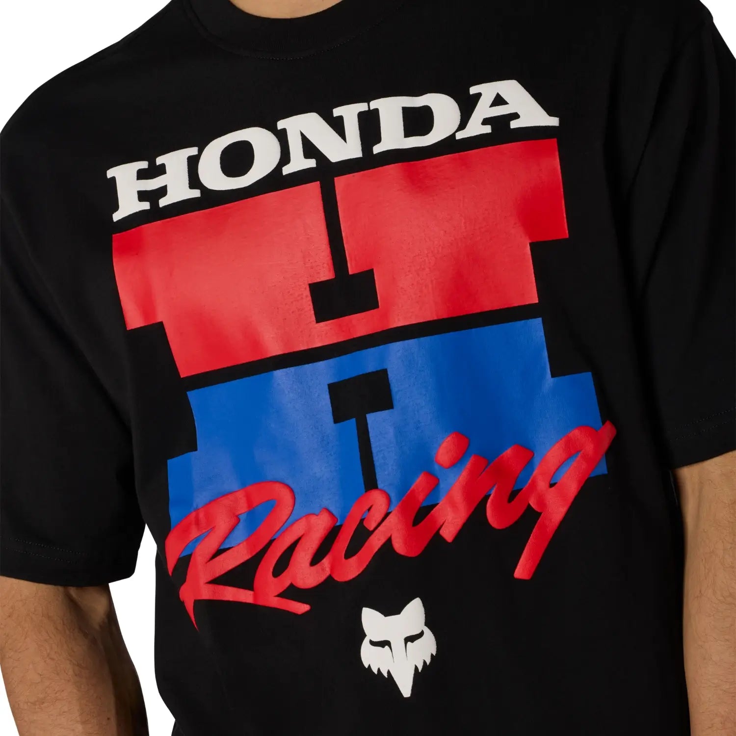 Fox x Honda Midweight T-Shirt Black | Front Detail | Honda Direct