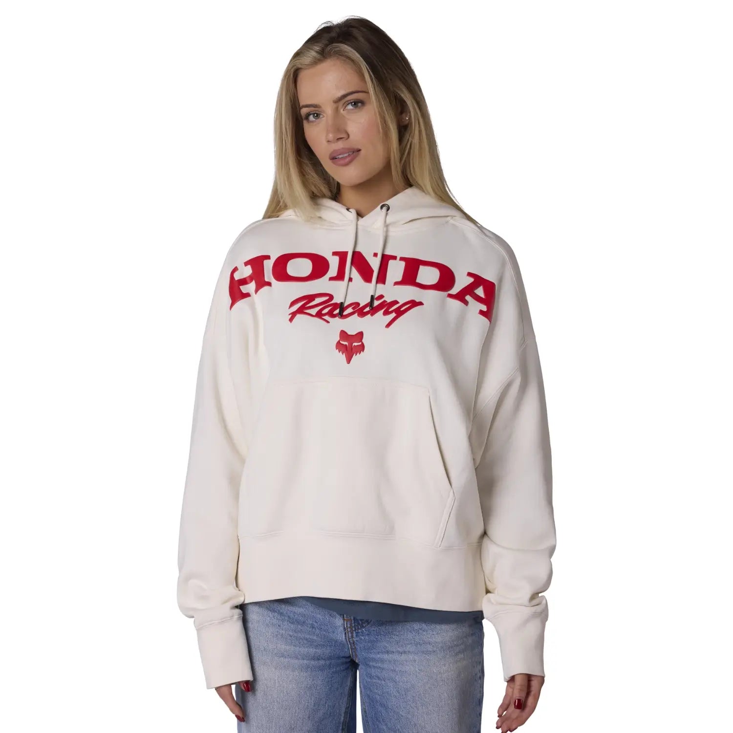 Fox x Honda Women's Fleece Hoodie Off White | Front | Honda Direct