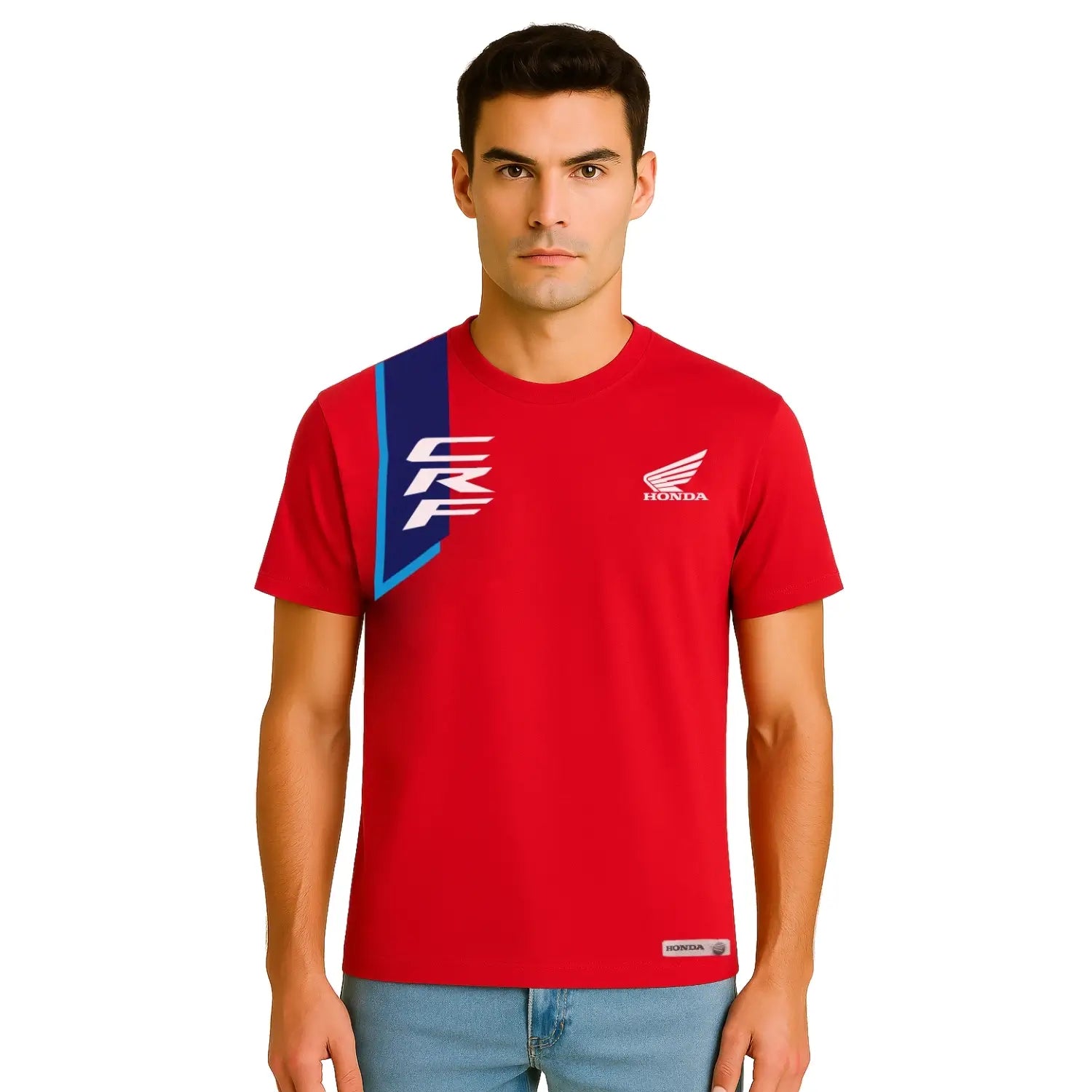 Honda CRF T-Shirt Red | Modelled Front | Honda Direct